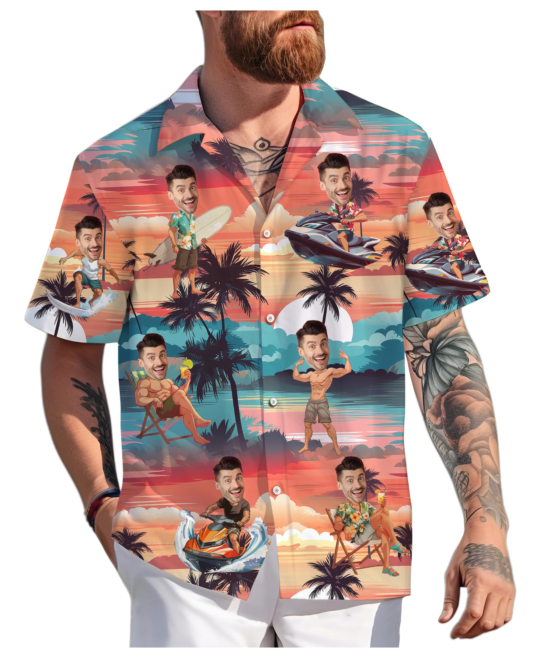 Custom Hawaiian Shirt with Face for Men Women, Personalized Hawaiian Gifts for Couples Boyfriend Girlfriend Wife Husband 4