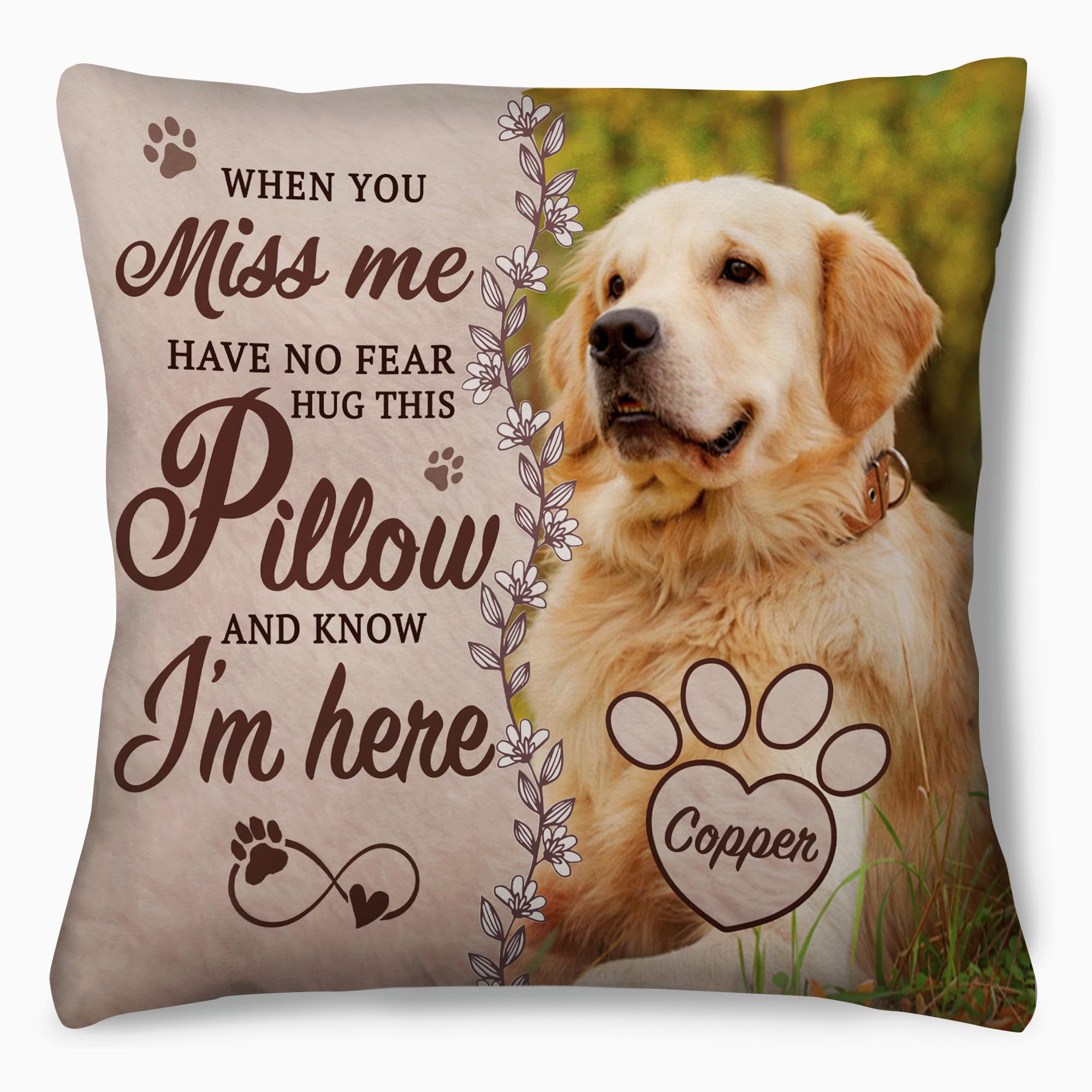 Personalized Pet Memorial Throw Pillow with Photo, Pet Loss Gifts Dog, Loss of Dog Sympathy Gift, In Memory of Dog Gifts, Pet Photo Gifts for Dog Lovers, Dog Bereavement Gifts 1