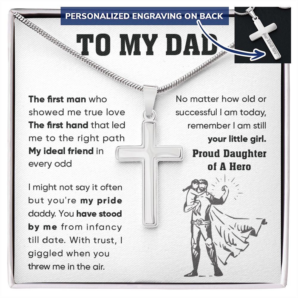 A Special Gift for Your Dad - Personalized Cross Necklace - Free shipping