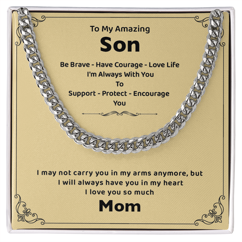 To My Son Gift From Mom - Cuban Link Chain Necklace