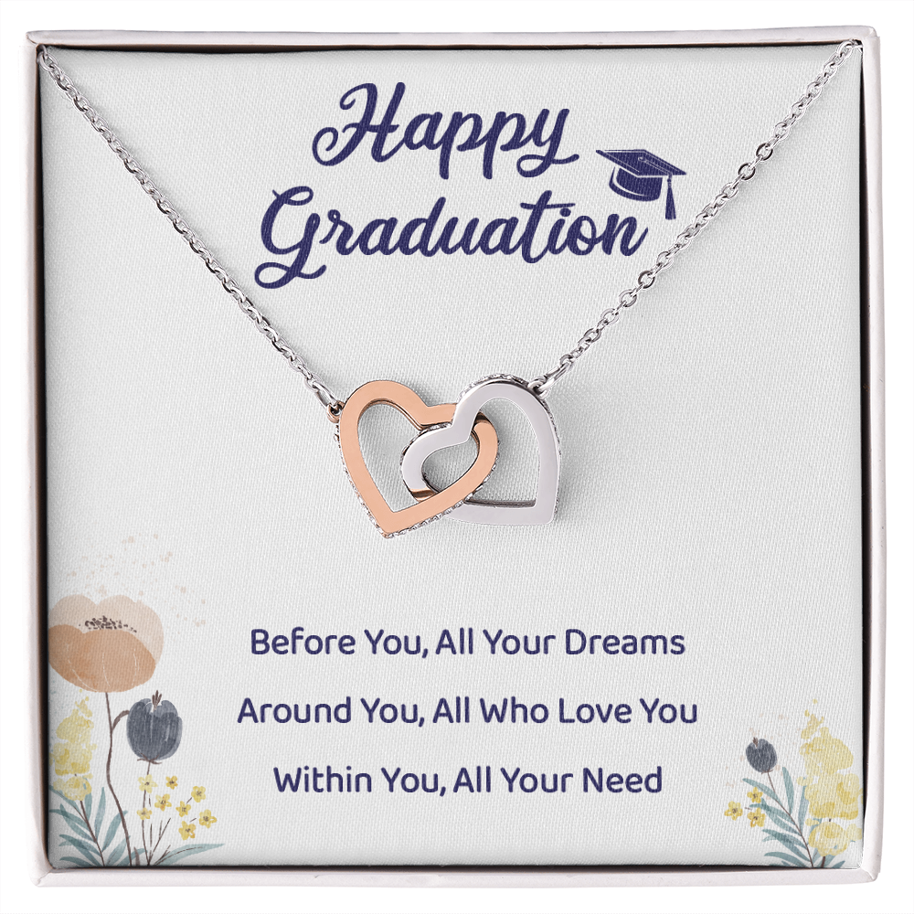 A Special Gift For Your Daughter Granddaughter on Graduation Day - Interlocking Heart Necklace - Free Shipping