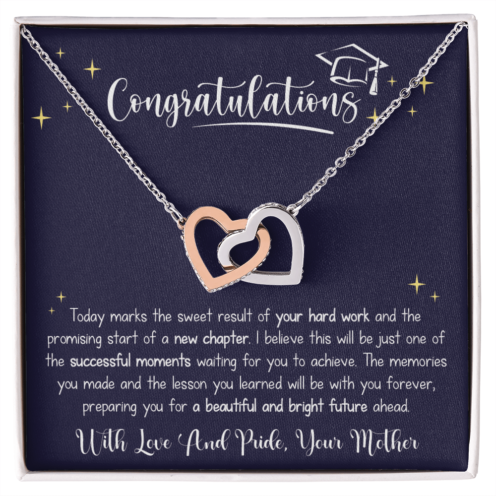 A Special Gift For Your Daughter on Graduation Day - Interlocking Heart Necklace - Free Shipping