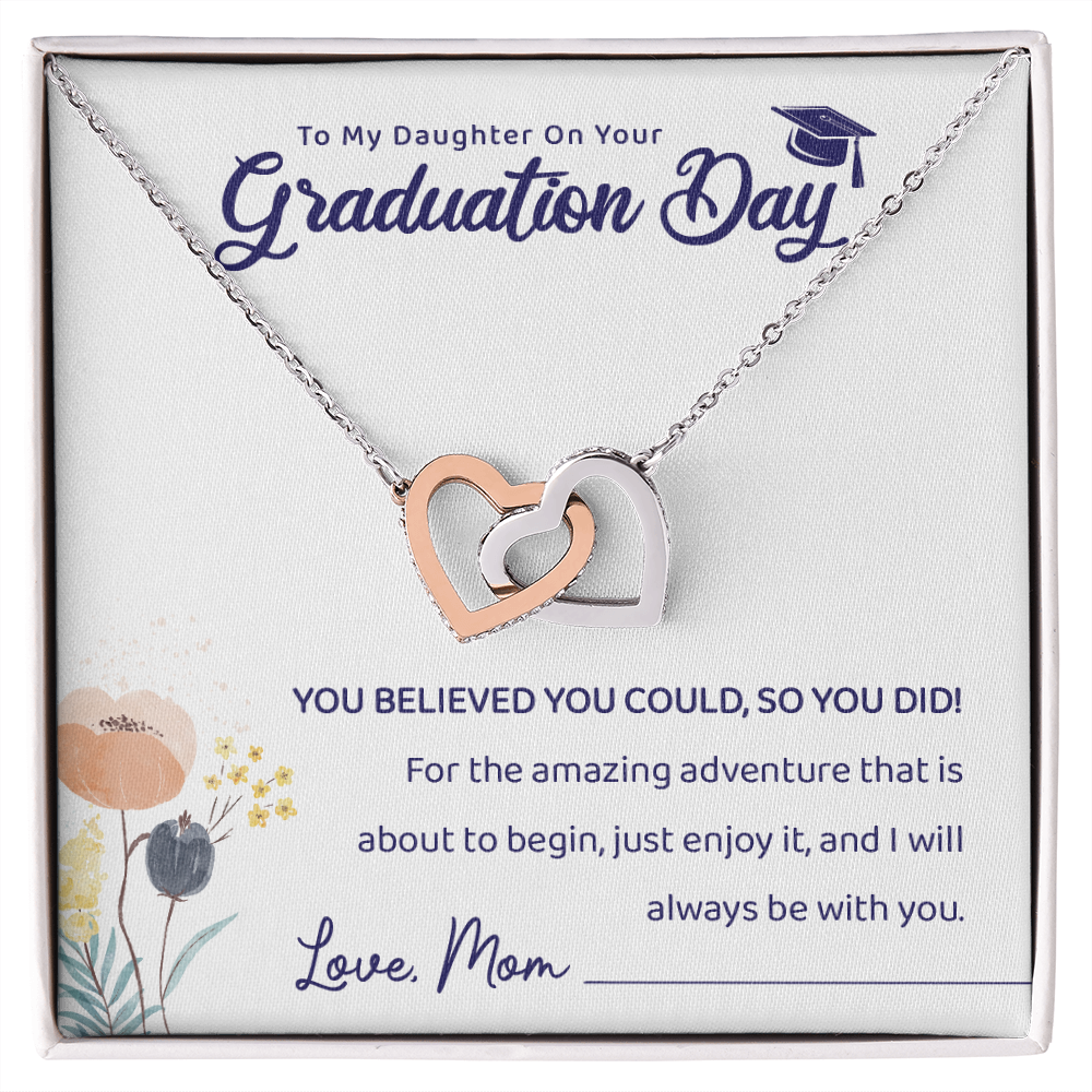 A Special Gift For Your Daughter on Graduation Day - Interlocking Heart Necklace - Free Shipping