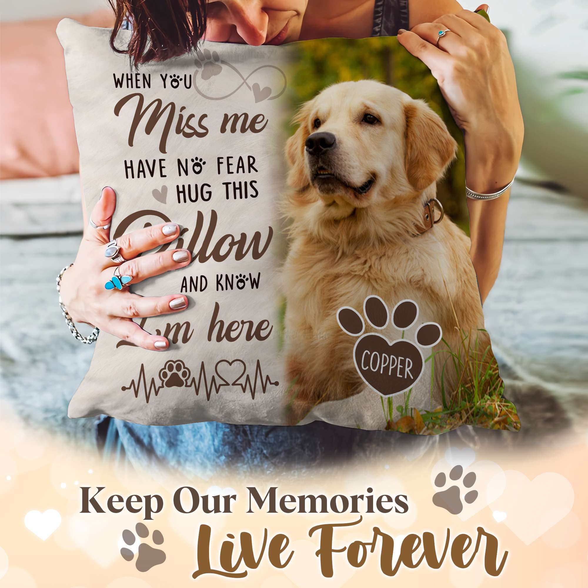 Personalized Pet Memorial Throw Pillow with Photo, Pet Loss Gifts Dog, Loss of Dog Sympathy Gift, In Memory of Dog Gifts, Pet Photo Gifts for Dog Lovers