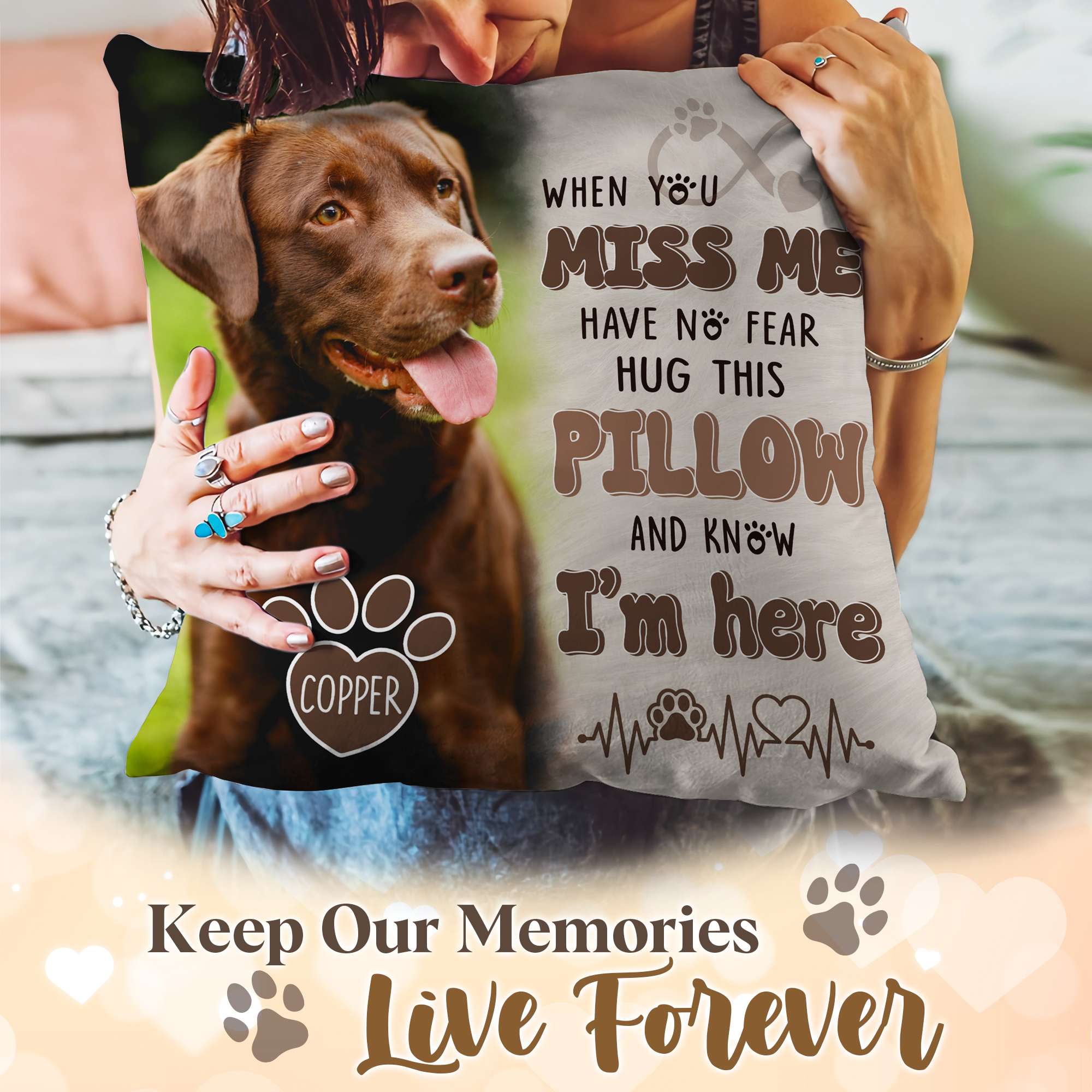 Personalized Pet Memorial Throw Pillow, Dog Memorial Gifts for Loss of Dog, Photo Gifts for Dog Lovers, In Memory of Dog Gifts, Loss of Dog Sympathy Gift