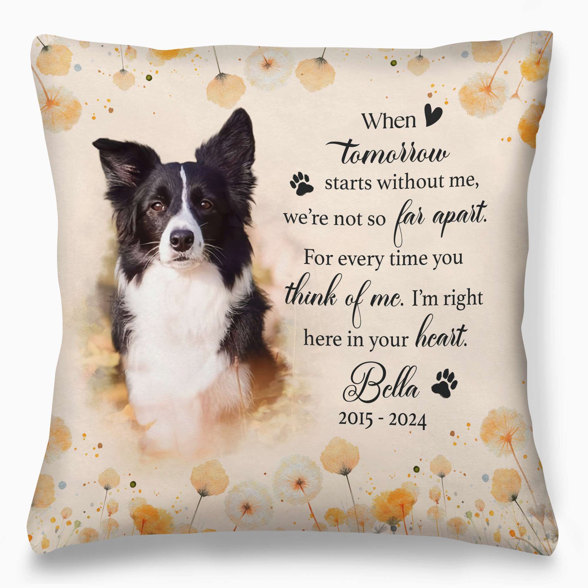 Personalized Pet Memorial Pillow with Photo, Dog Memorial Gifts for Loss of Dog, Pet Loss Gifts Dog, in Memory of Dog Gifts