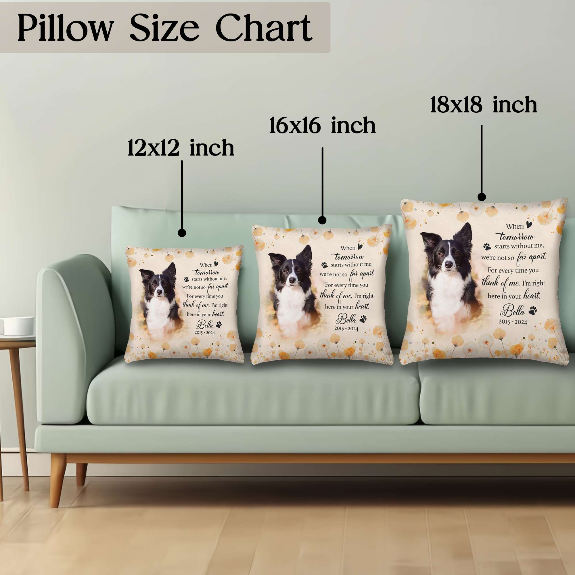 Personalized Pet Memorial Pillow with Photo, Dog Memorial Gifts for Loss of Dog, Pet Loss Gifts Dog, in Memory of Dog Gifts