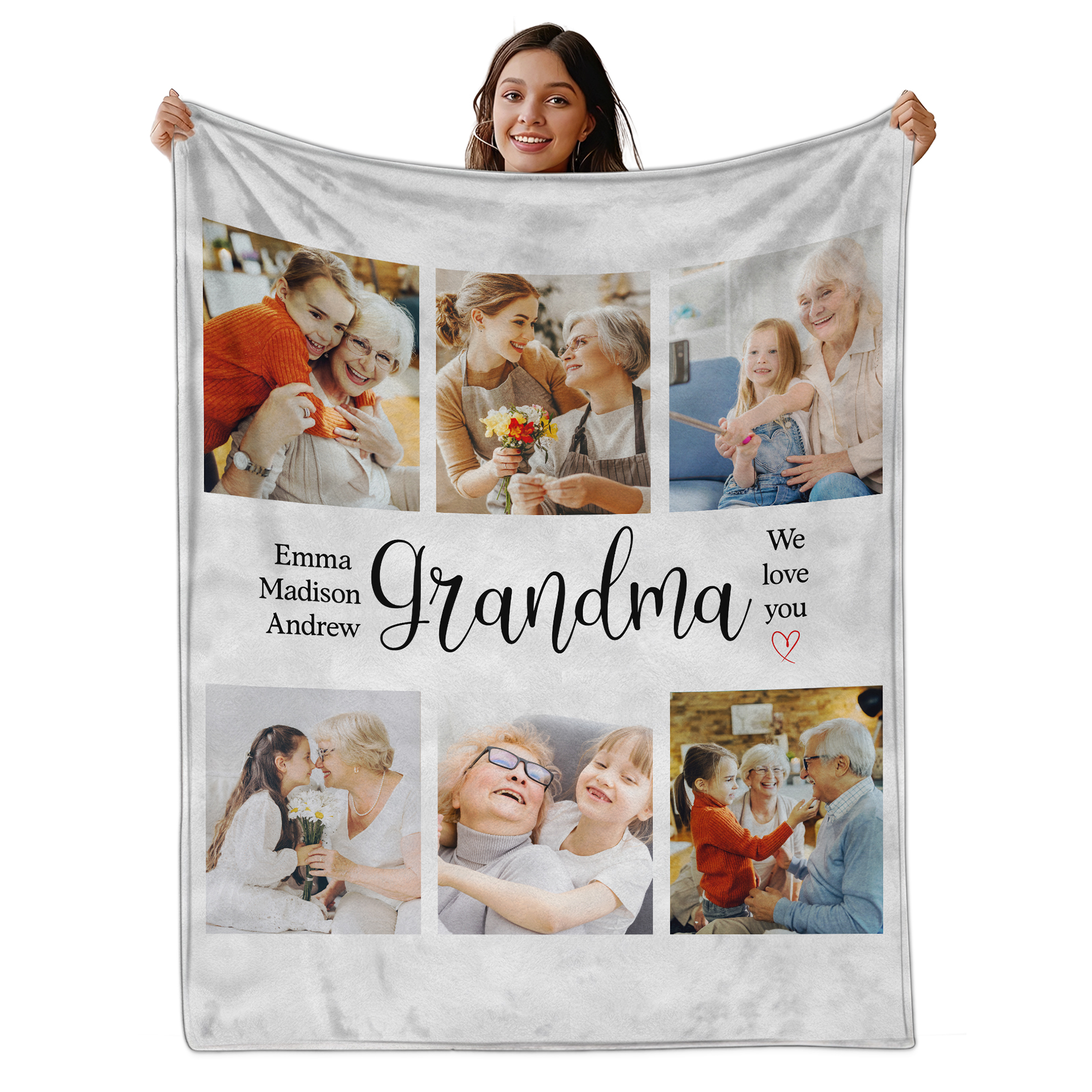 Custom Photo Collage Blanket, Personalized GiGi Blanket with Kids' Names and Pictures, Mother's Day Gift for Mom or Grandma