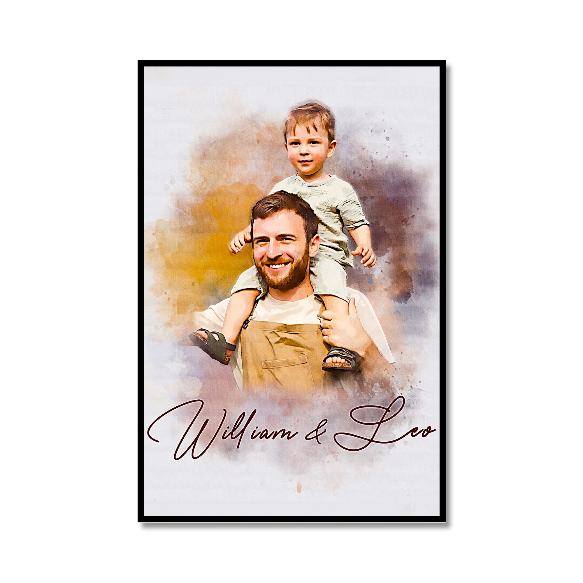 Custom Watercolor Painting from Photo for Dad, Customized Canvas Portraits from Photo for Papa Grandpa, Personalized Picture Wall Art for Fathers Day