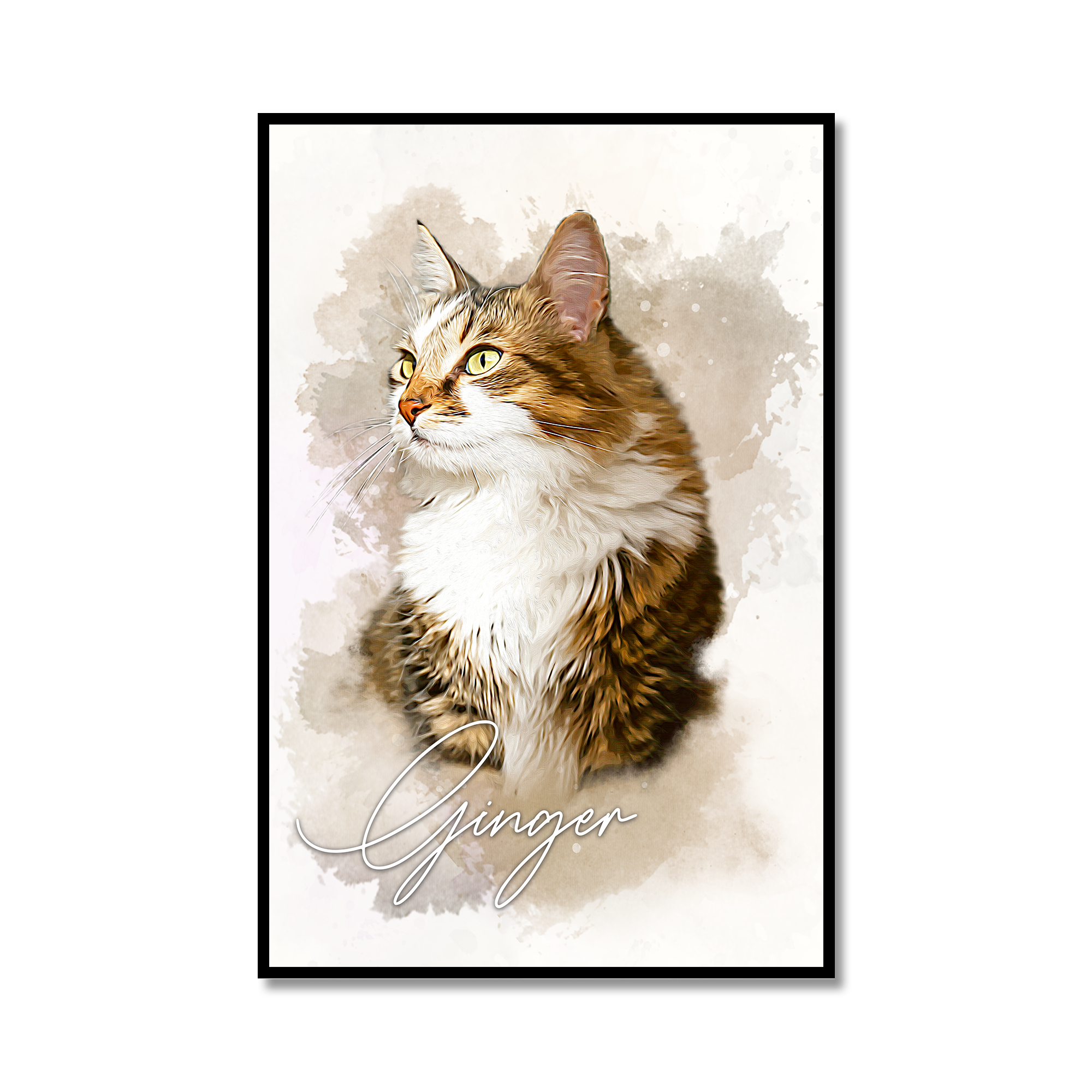 Custom Pet Portrait from Photo, Watercolor Cat Portrait Painting, Personalized Cat Canvas Wall Art, Cats Decorations for The Home