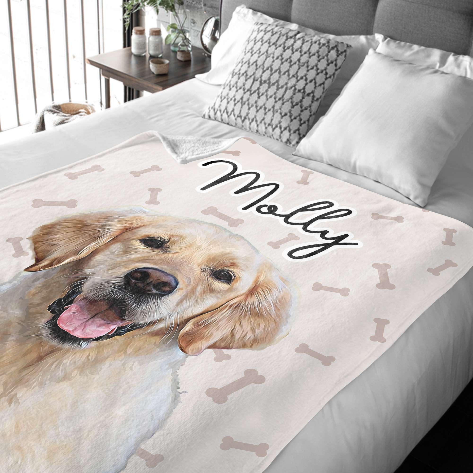 Custom Dog Blanket with Photo and Text, Personalized Pet Blanket for Dogs, Custom Flannel Blanket with Picture, Personalized Pet Memorial Gifts for Dogs