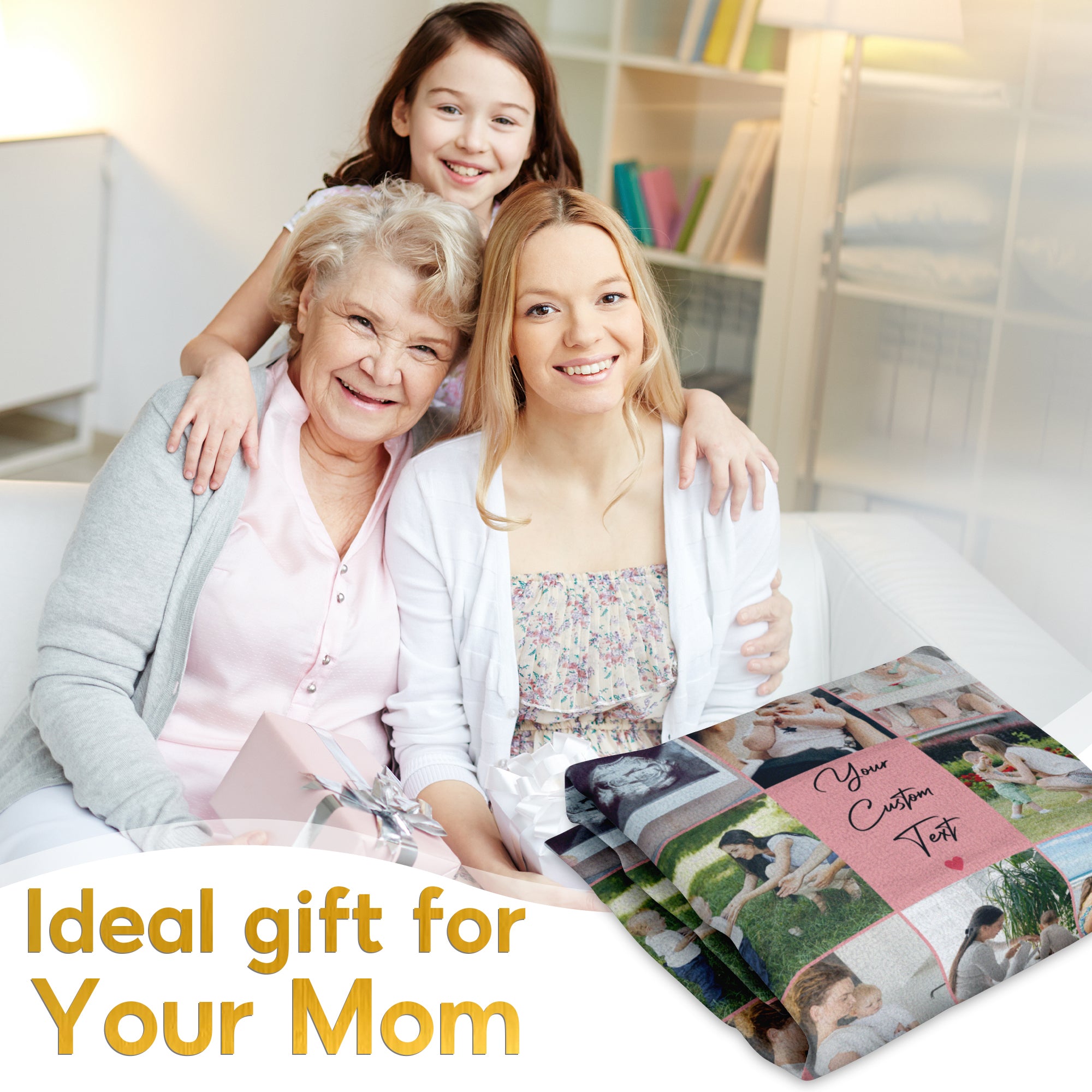 Customized Mom Blankets with Photos, Custom Memorial Blankets with Photo Text, Customizable Blanket with Pictures 2