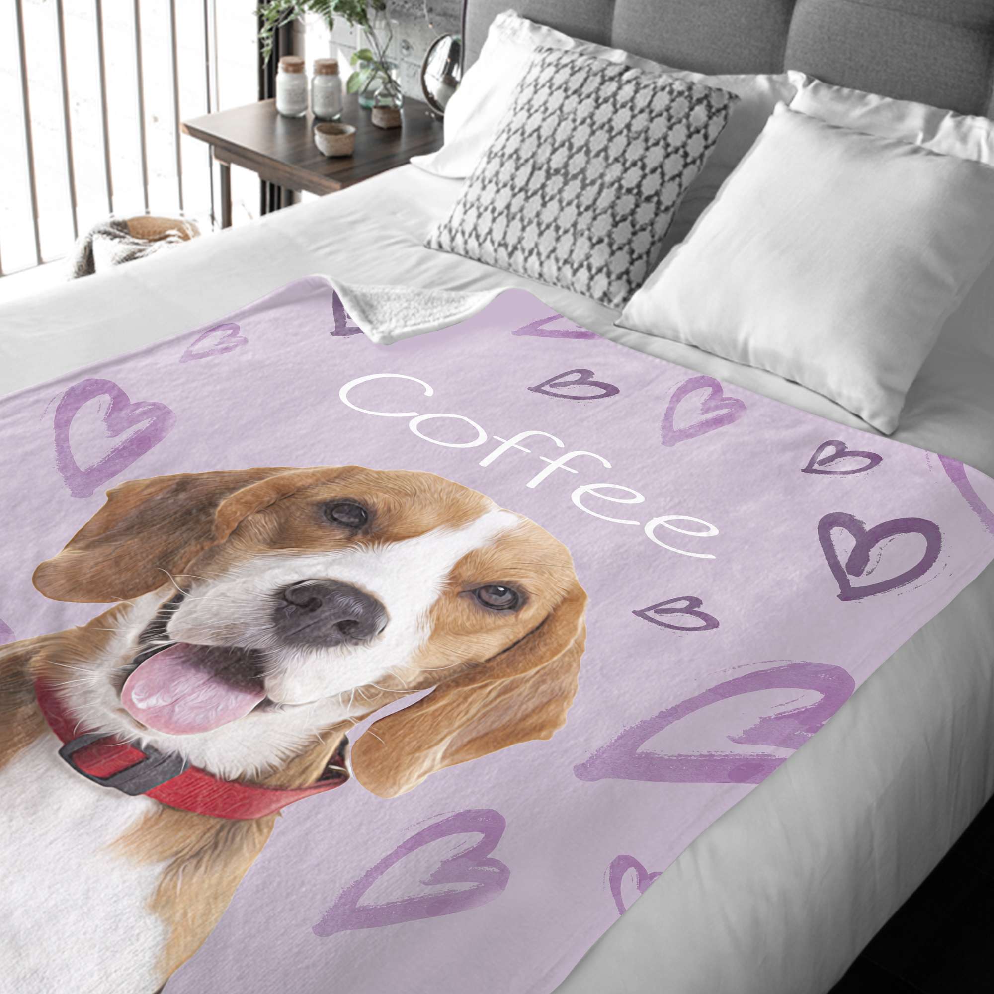 Custom Pet Blanket with Photo Text Personalized, Customized Dog Flannel Blankets with Pictures, Personalized Dog Memorial Gifts for Loss of Dog
