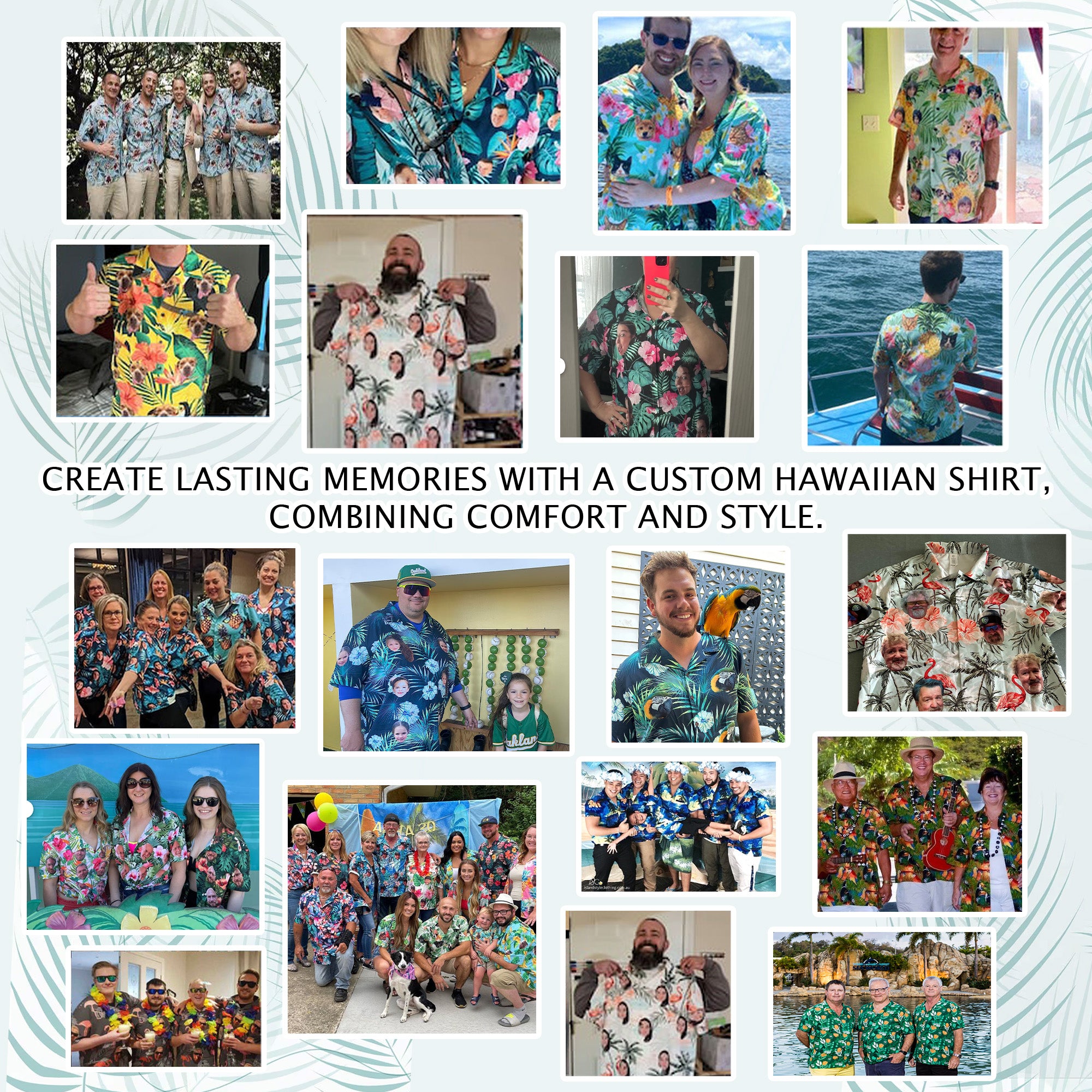 Custom Face Hawaiian Shirt, Personalized Flamingo & Palm Tree Aloha Beach Shirt, Family Vacation Gift
