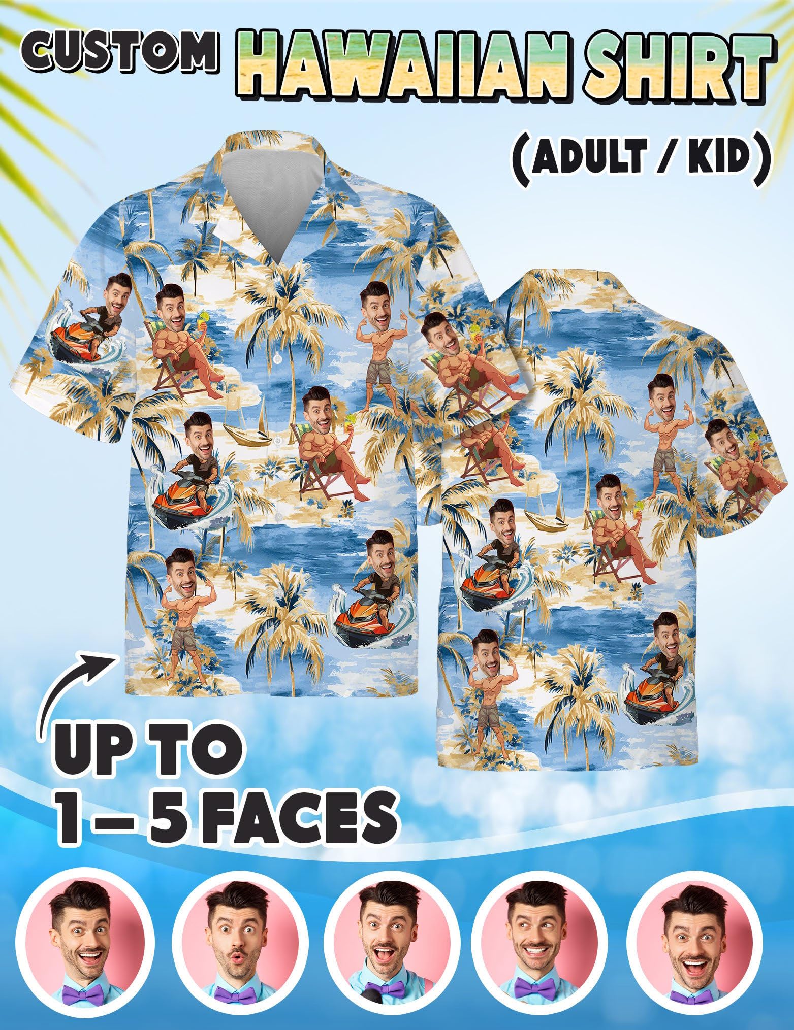 Custom Hawaiian Shirt with Face for Men Women, Personalized Hawaiian Gifts for Couples Boyfriend Girlfriend Wife Husband 6