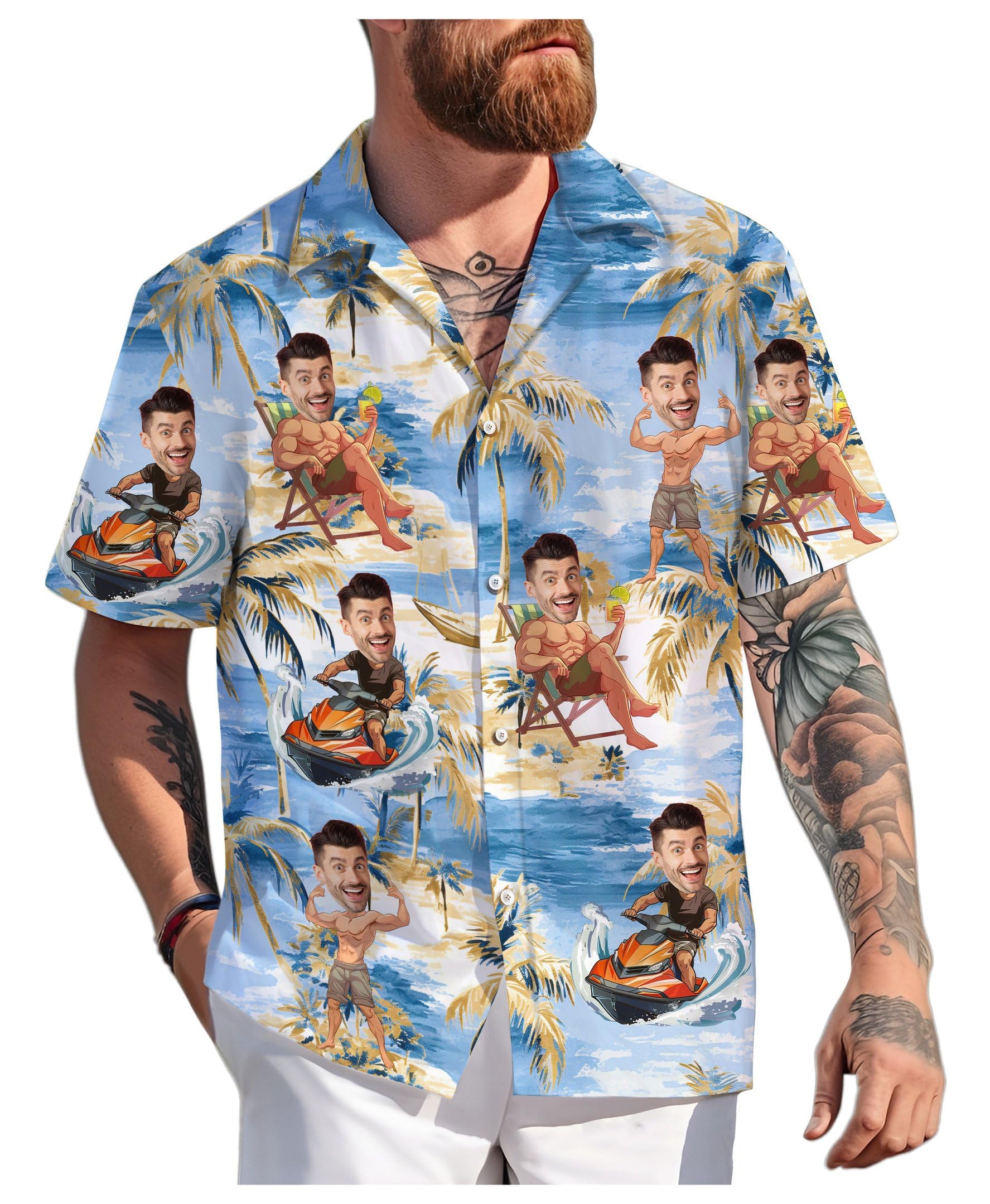 Custom Hawaiian Shirt with Face for Men Women, Personalized Hawaiian Gifts for Couples Boyfriend Girlfriend Wife Husband 6