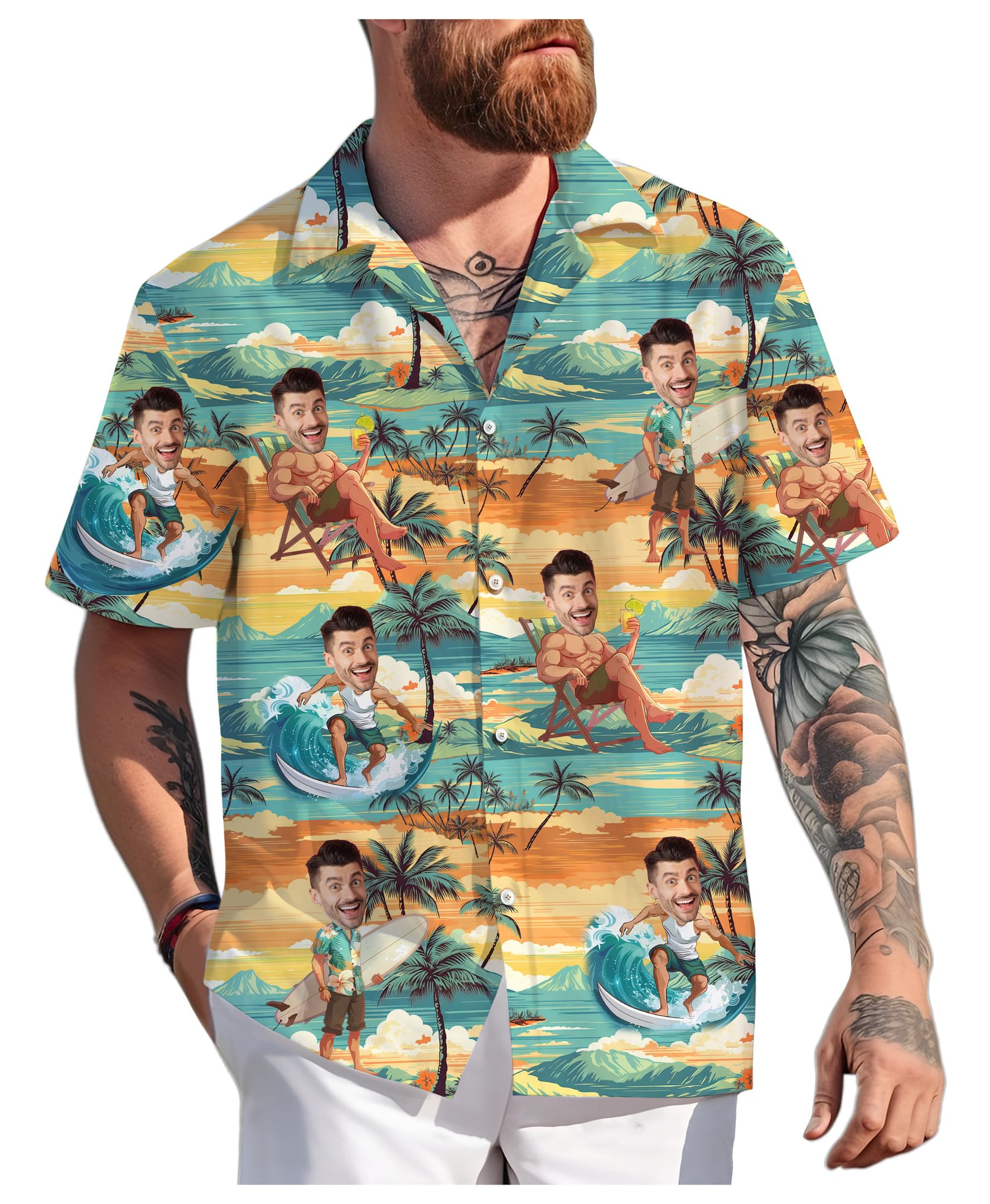 Custom Hawaiian Shirt with Face for Men Women, Personalized Hawaiian Gifts for Couples Boyfriend Girlfriend Wife Husband 1