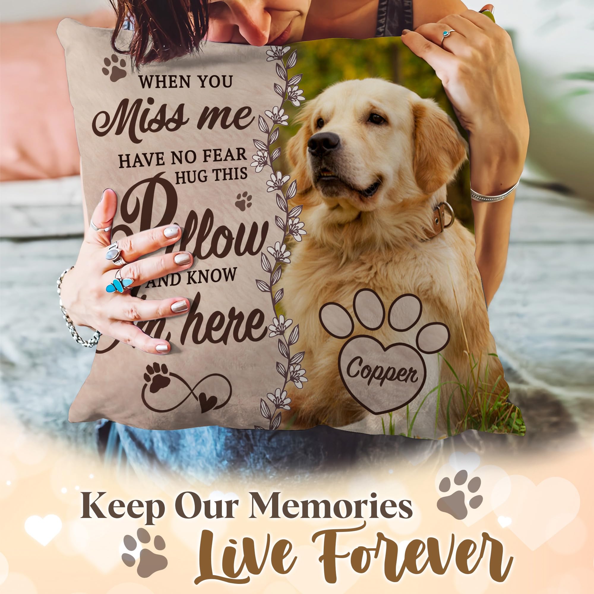 Personalized Pet Memorial Throw Pillow with Photo, Pet Loss Gifts Dog, Loss of Dog Sympathy Gift, In Memory of Dog Gifts, Pet Photo Gifts for Dog Lovers, Dog Bereavement Gifts 1