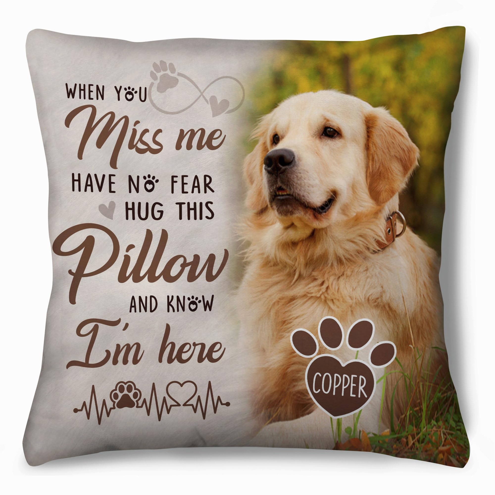 Personalized Pet Memorial Throw Pillow with Photo, Pet Loss Gifts Dog, Loss of Dog Sympathy Gift, In Memory of Dog Gifts, Pet Photo Gifts for Dog Lovers, Dog Bereavement Gifts
