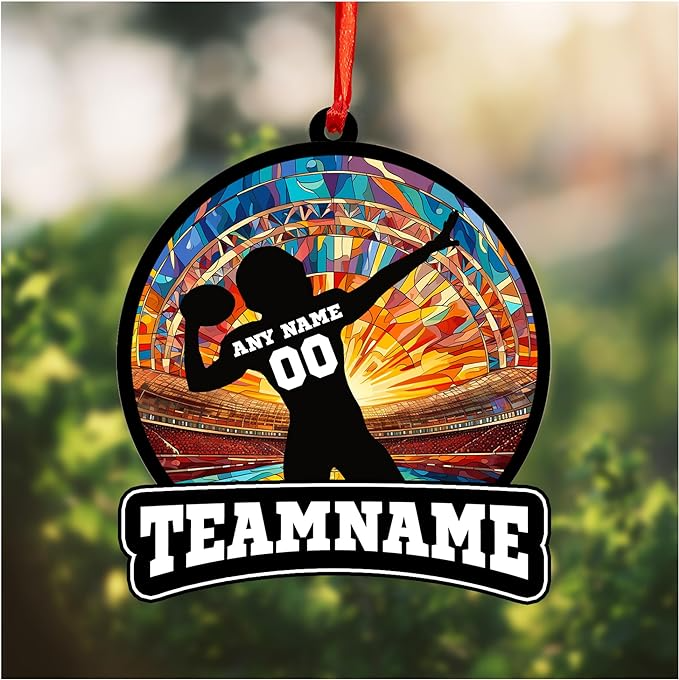Personalized Football Suncatcher Ornament with Name, Number, Team Name D8