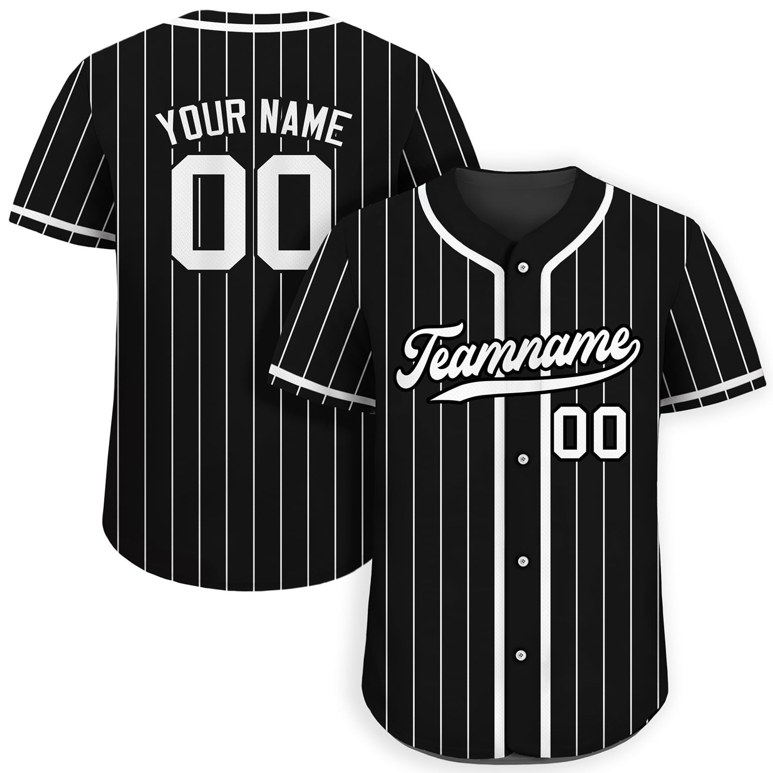 Custom Pinstripe Baseball Jersey with Teamname Name Number for Men Women Youth D1