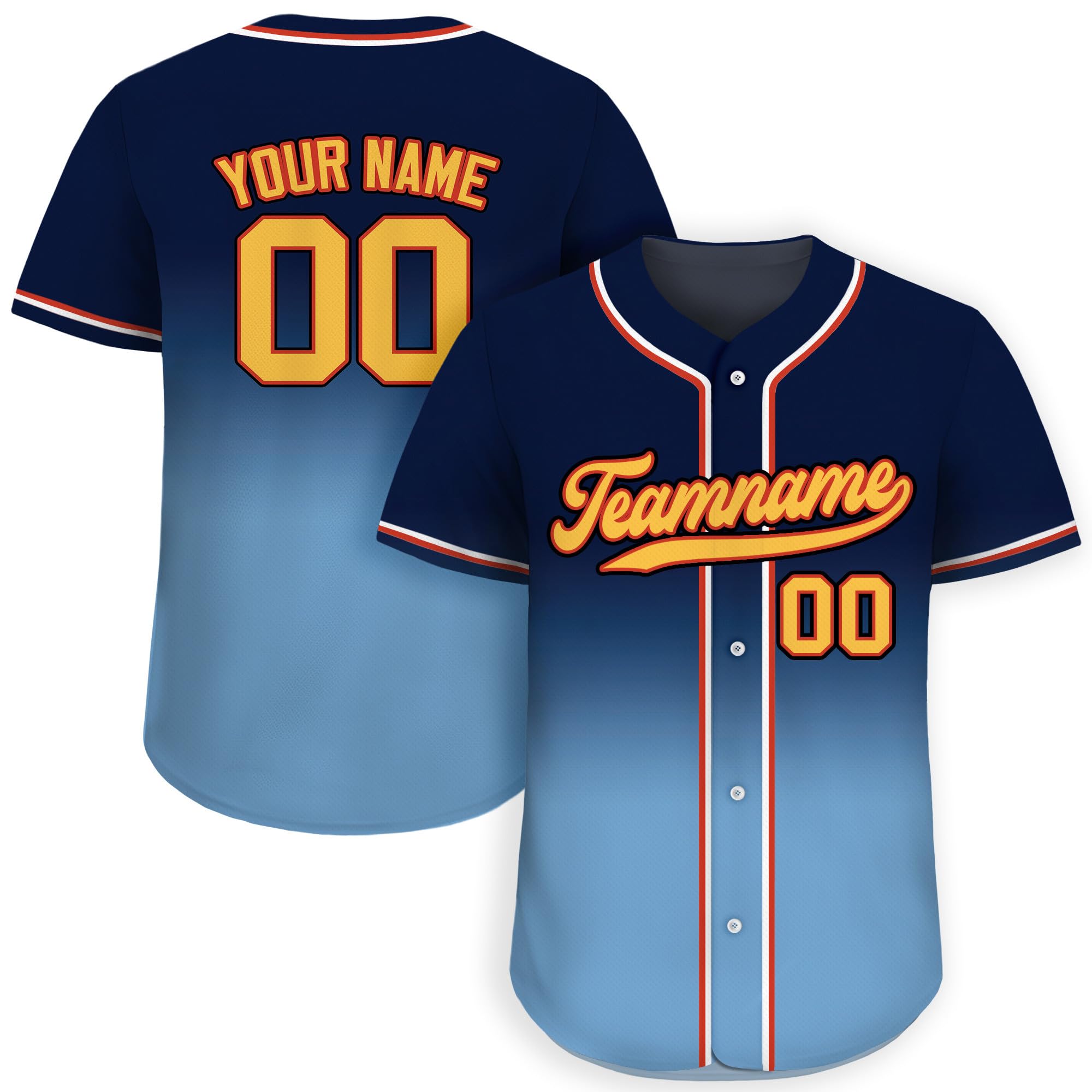 Custom Gradient Baseball Jersey with Personalized Teamname Name Number D1