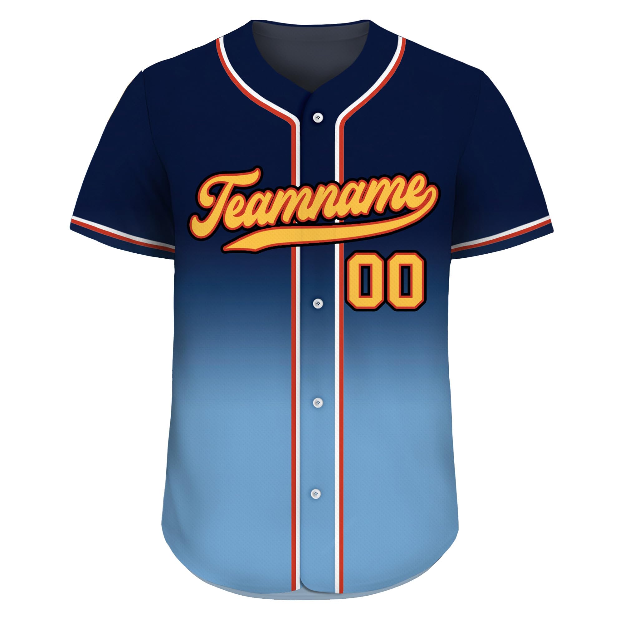 Custom Gradient Baseball Jersey with Personalized Teamname Name Number D1
