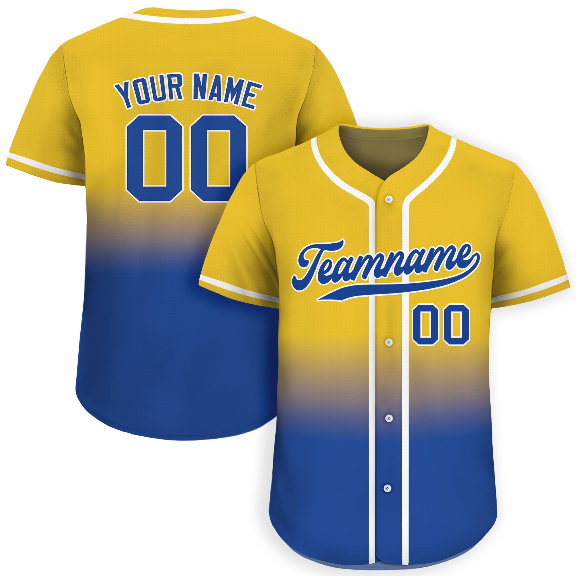 Custom Gradient Baseball Jersey with Personalized Teamname Name Number D2
