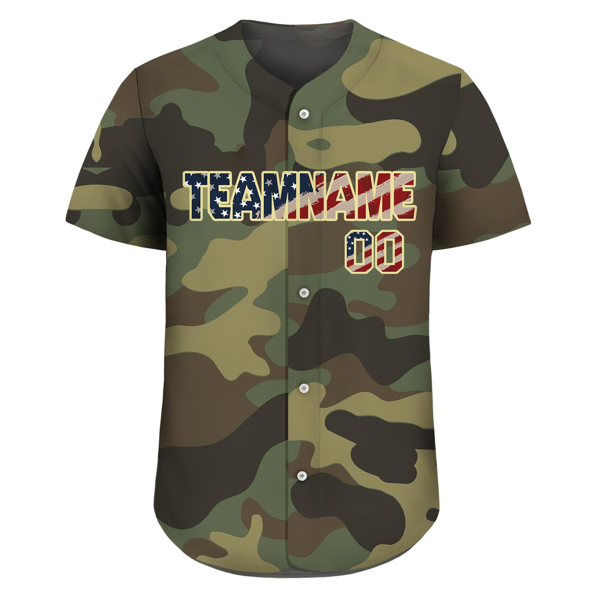 Personalized Camo Baseball Jersey with Custom Teamname Name Number, Men Women Youth D2