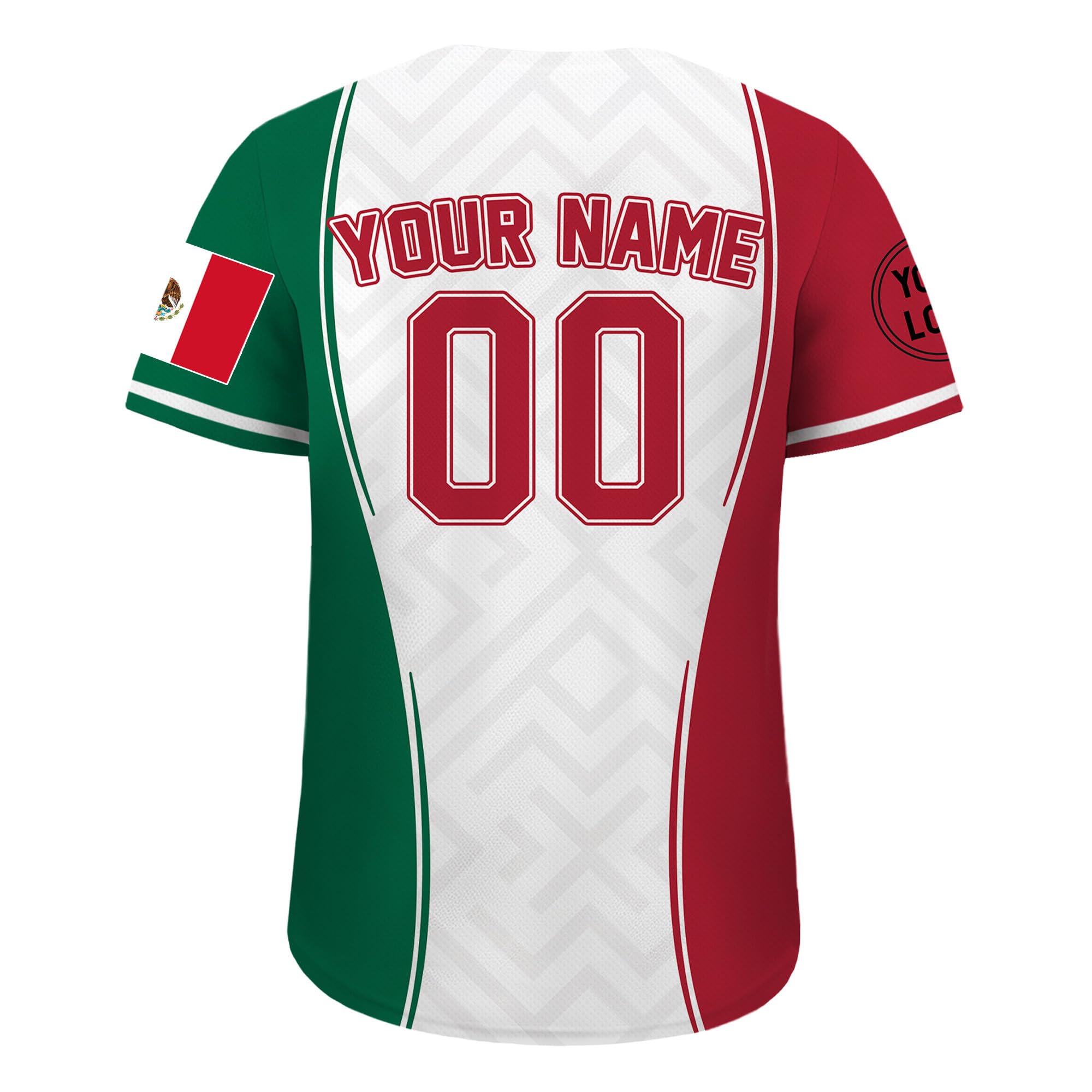 Custom Baseball Jersey with Mexico Flag Green White Red