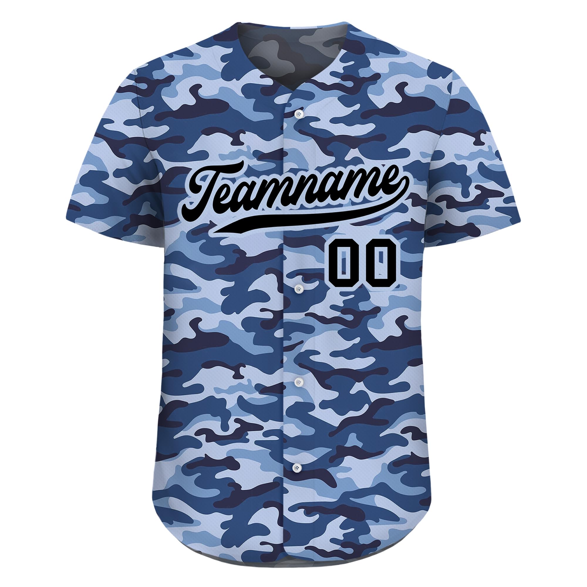 Personalized Camo Baseball Jersey with Custom Teamname Name Number, Men Women Youth D3