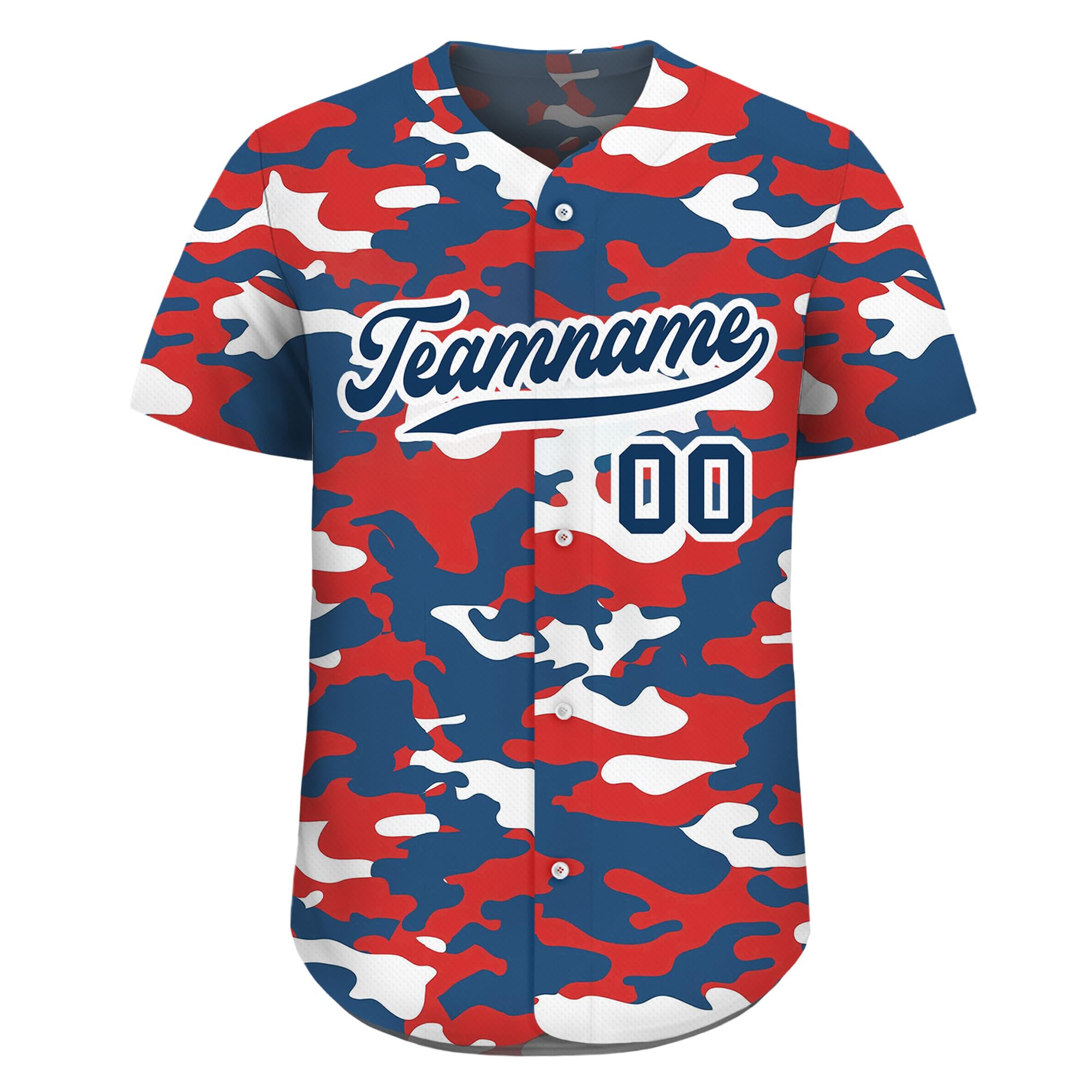 Personalized Camo Baseball Jersey with Custom Teamname Name Number, Men Women Youth D4