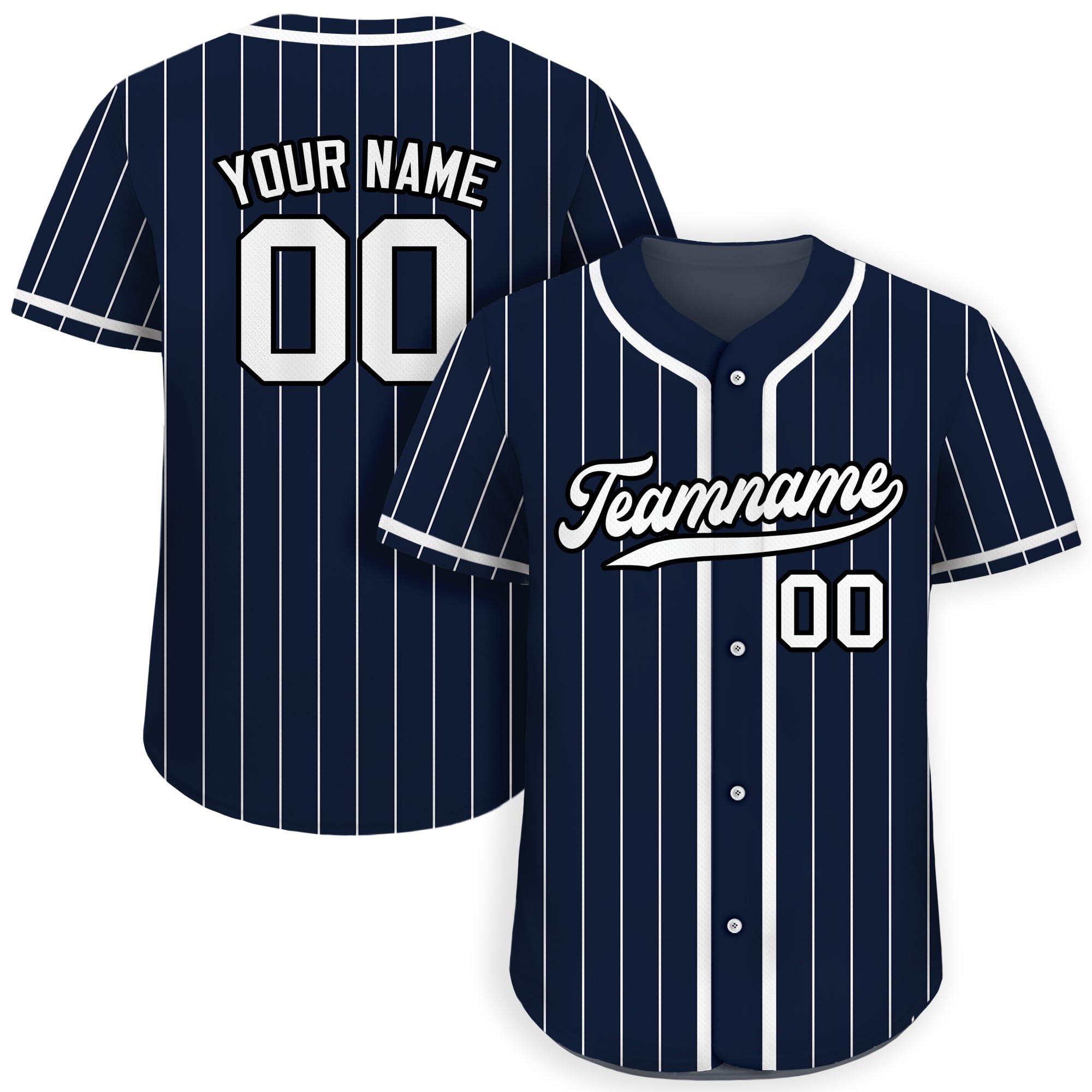 Custom Pinstripe Baseball Jersey with Teamname Name Number for Men Women Youth D2