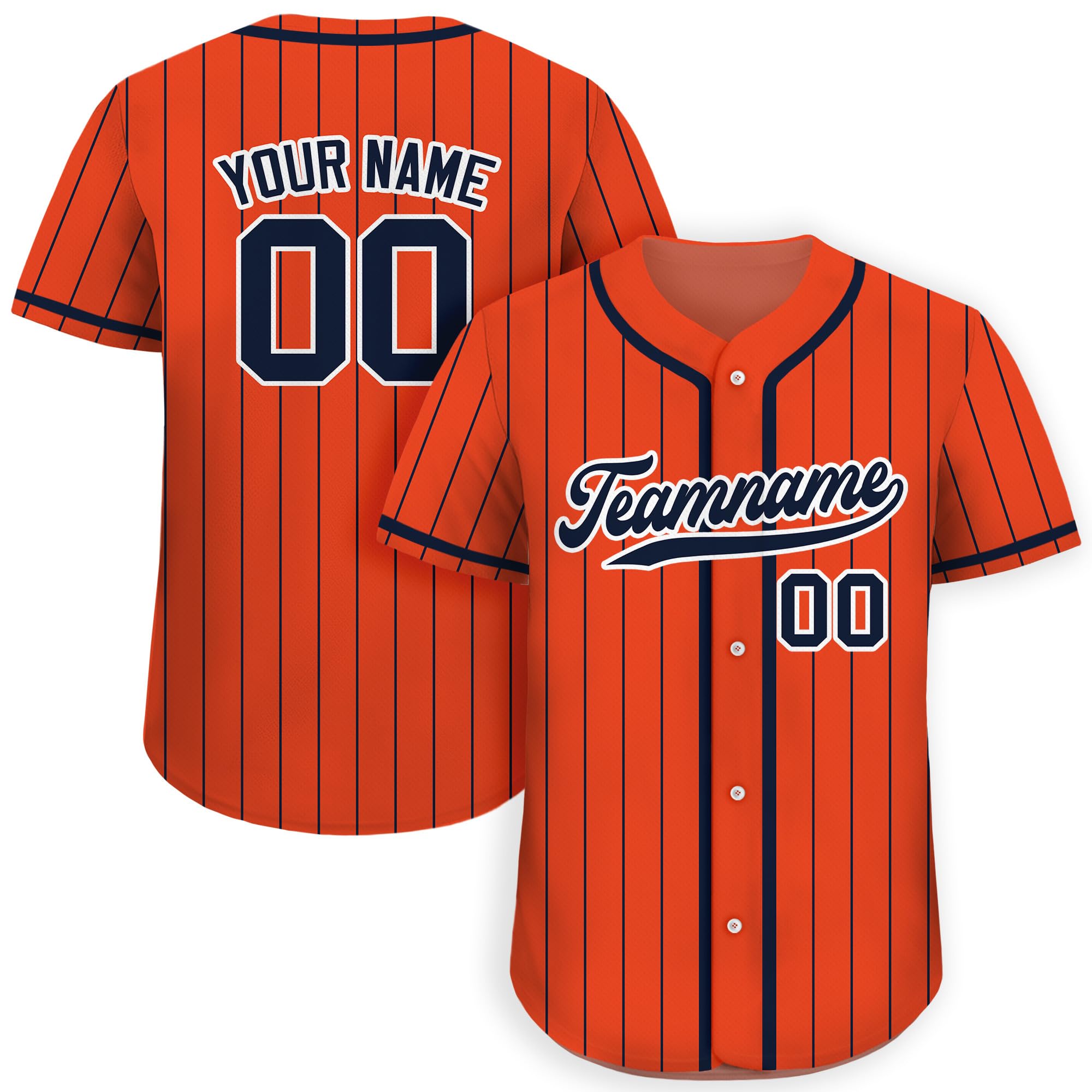 Custom Pinstripe Baseball Jersey with Teamname Name Number for Men Women Youth D3