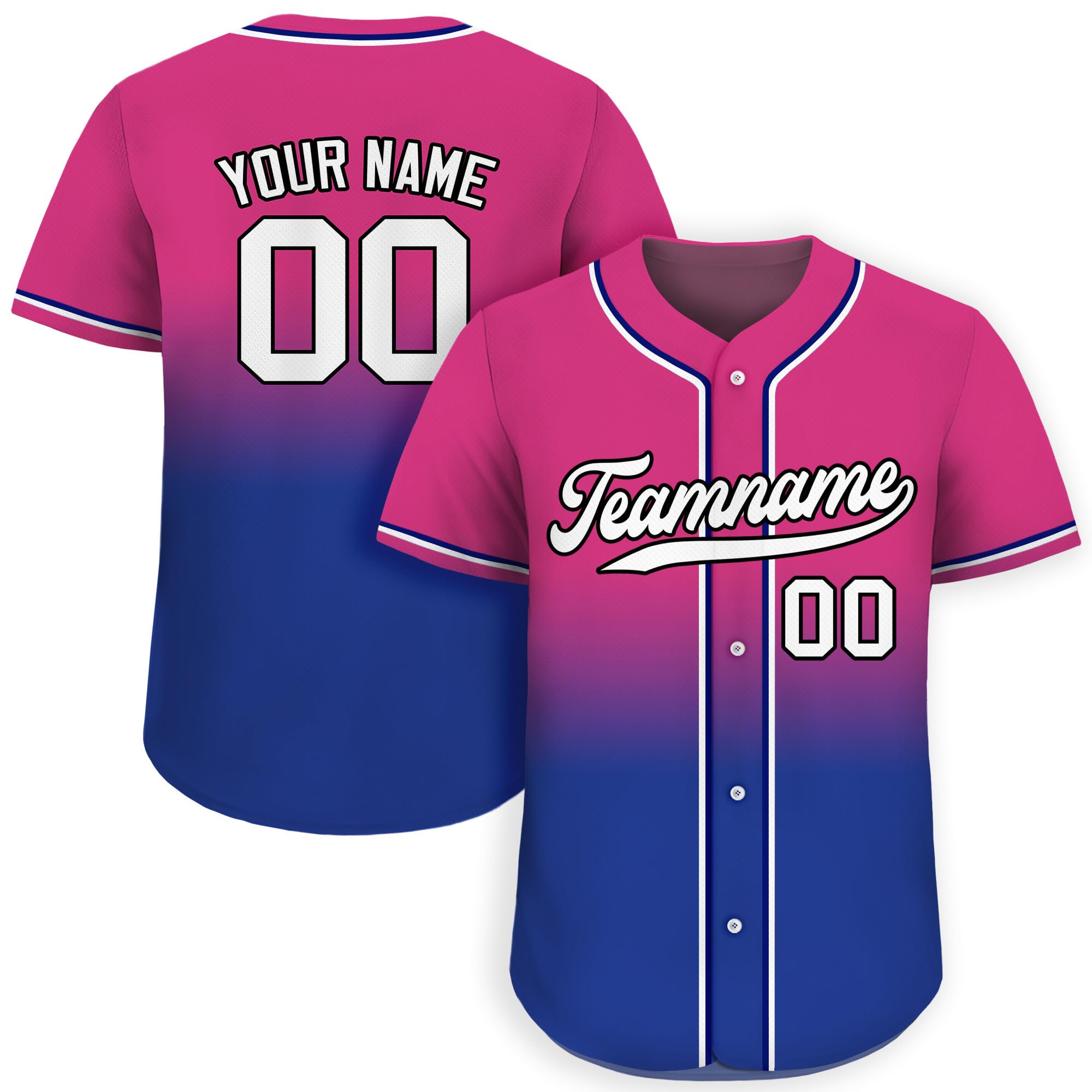 Custom Gradient Baseball Jersey with Personalized Teamname Name Number D3