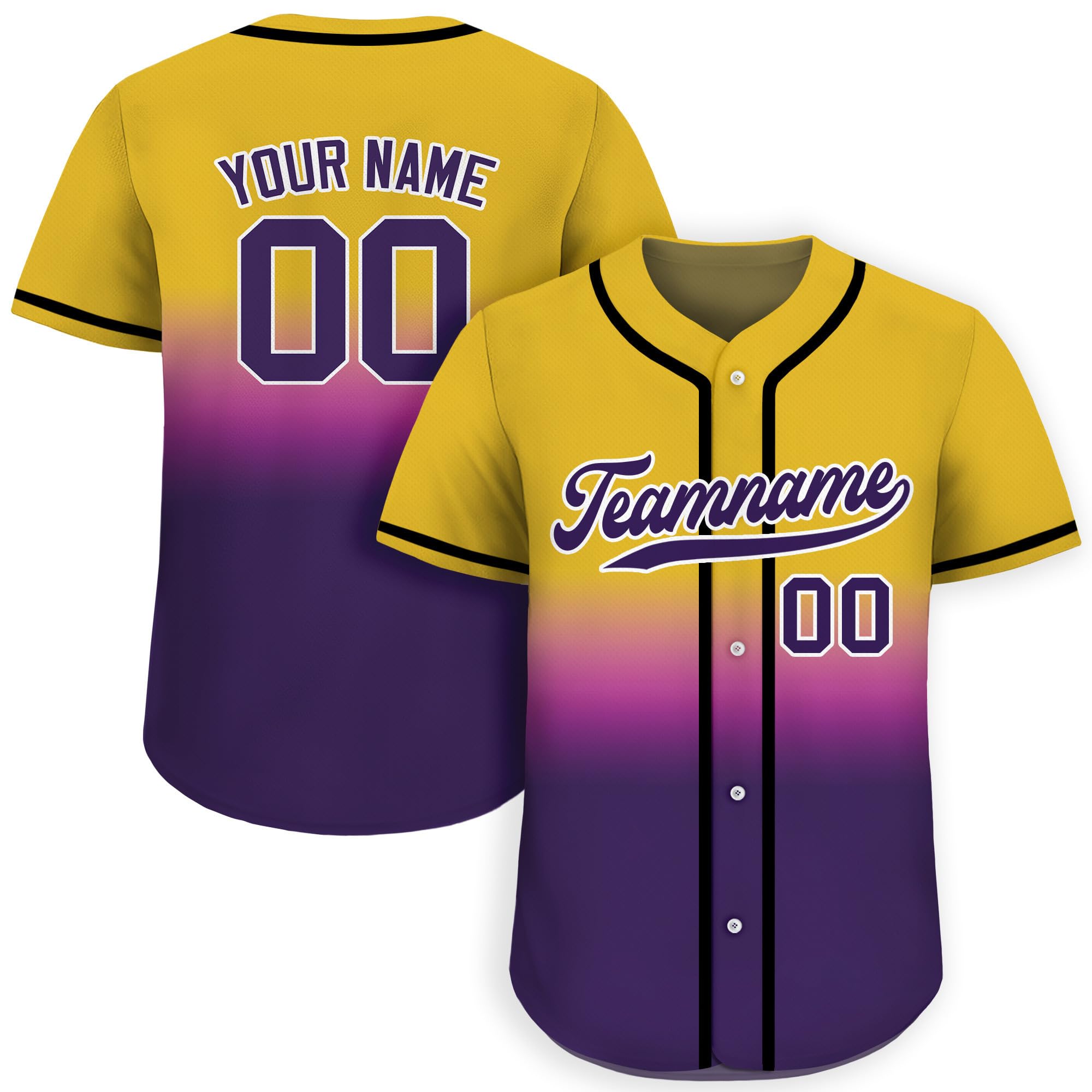 Custom Gradient Baseball Jersey with Personalized Teamname Name Number D4