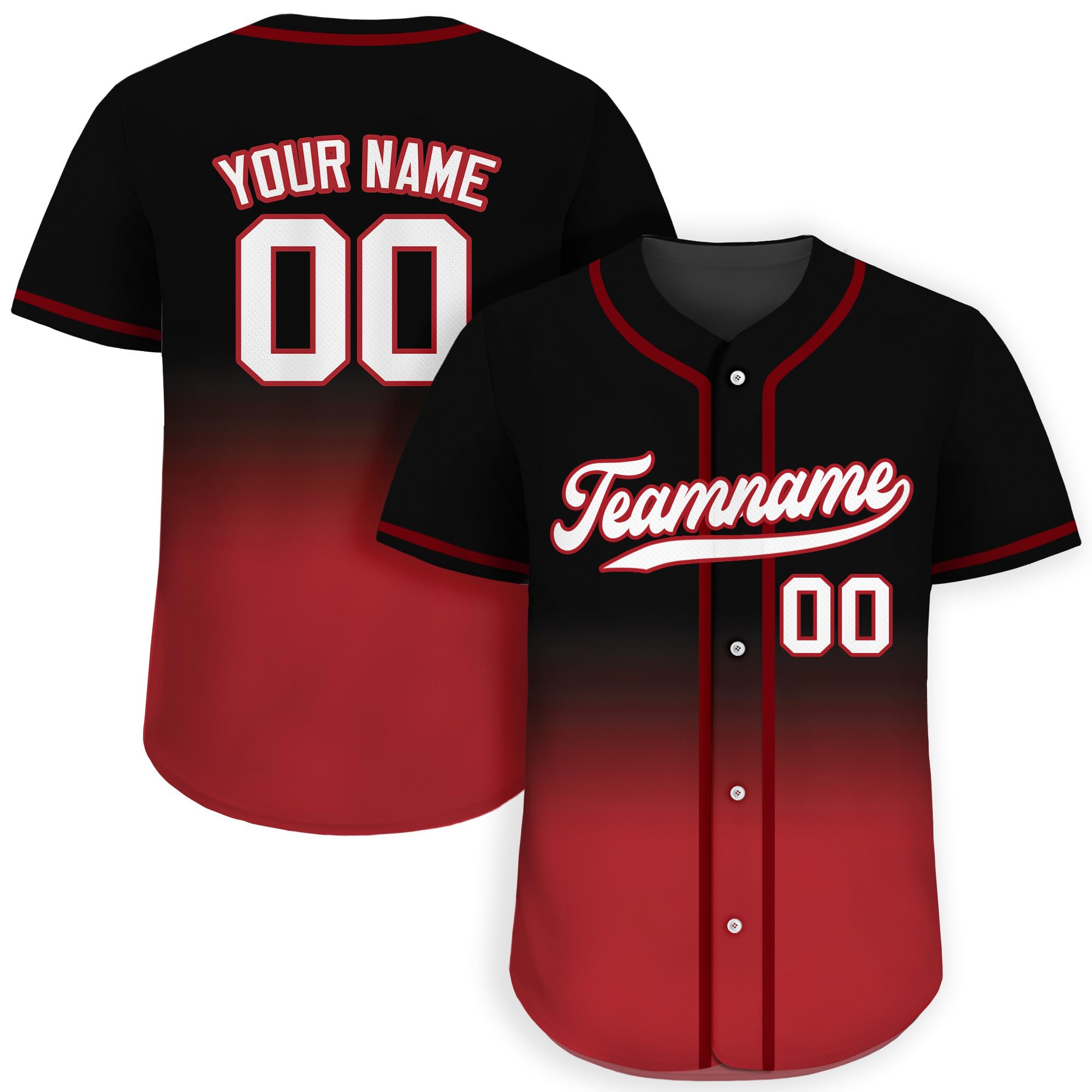 Custom Gradient Baseball Jersey with Personalized Teamname Name Number D5