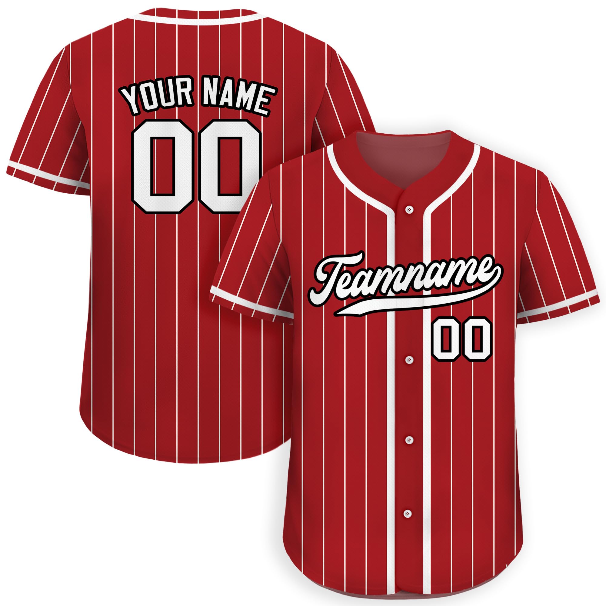 Custom Pinstripe Baseball Jersey with Teamname Name Number for Men Women Youth D5