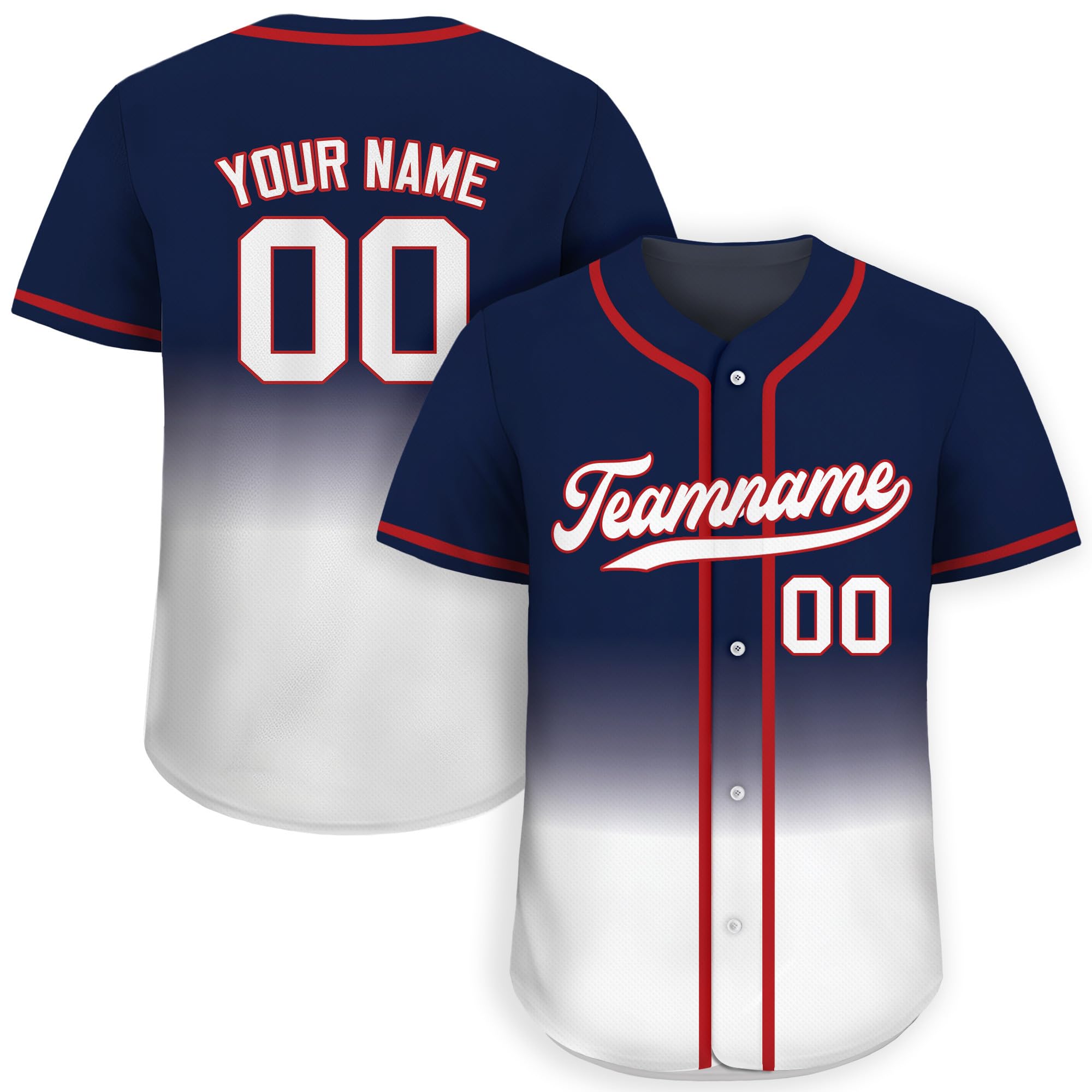 Custom Gradient Baseball Jersey with Personalized Teamname Name Number D6