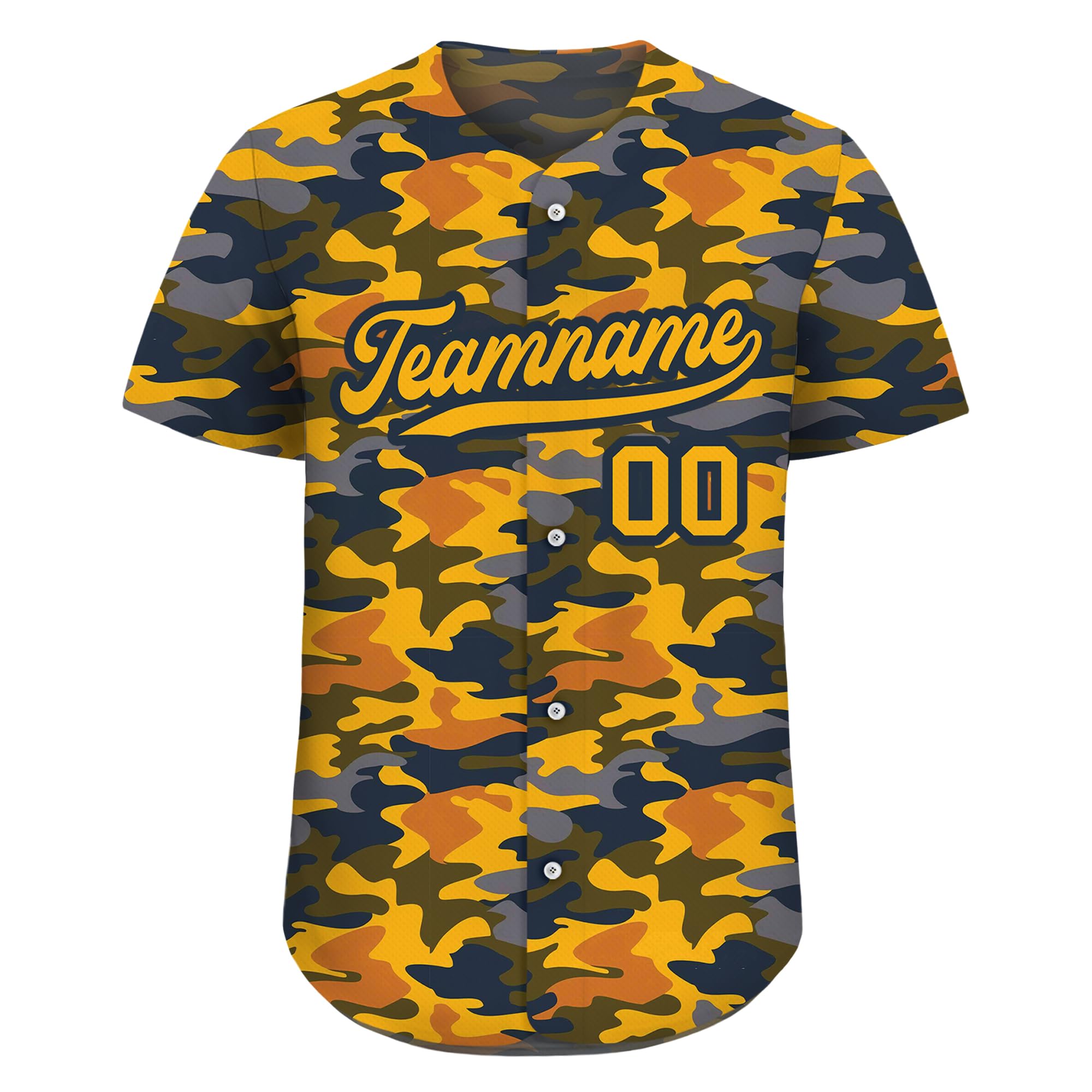 Personalized Camo Baseball Jersey with Custom Teamname Name Number, Men Women Youth D6