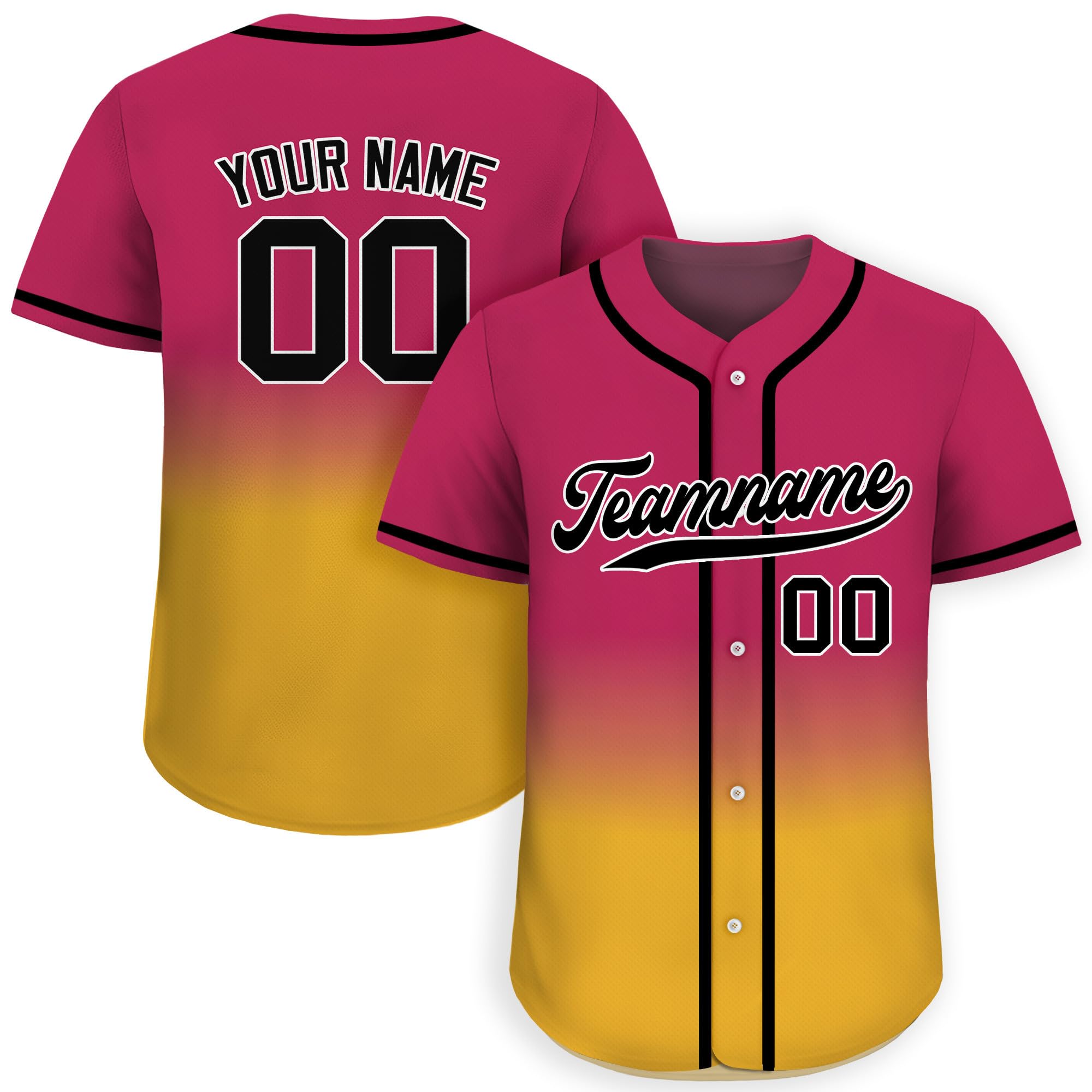 Custom Gradient Baseball Jersey with Personalized Teamname Name Number D7