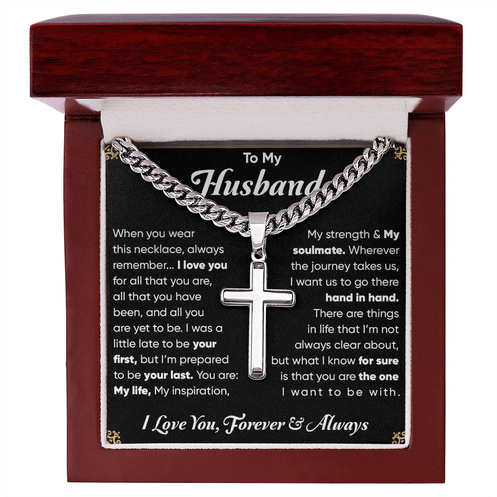 B0C88T9MN7 - Husband Cuban Chain with Cross Necklace
