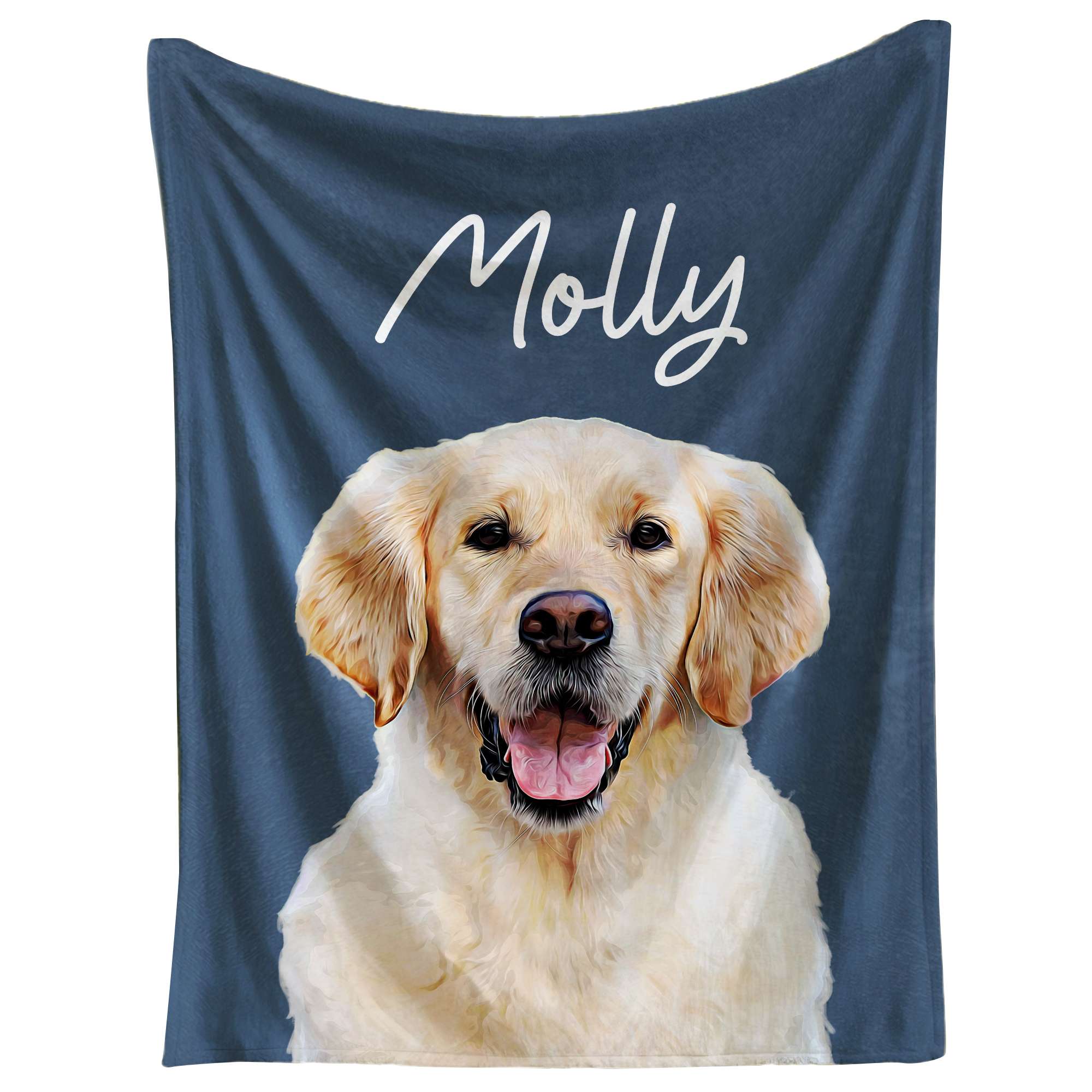 Personalized Dog Portrait Blanket, Customized Dog Blankets with Photos and Text, Personal Flannel Blankets with Pictures, Custom Pet Memorial Gifts for Loss of Dog