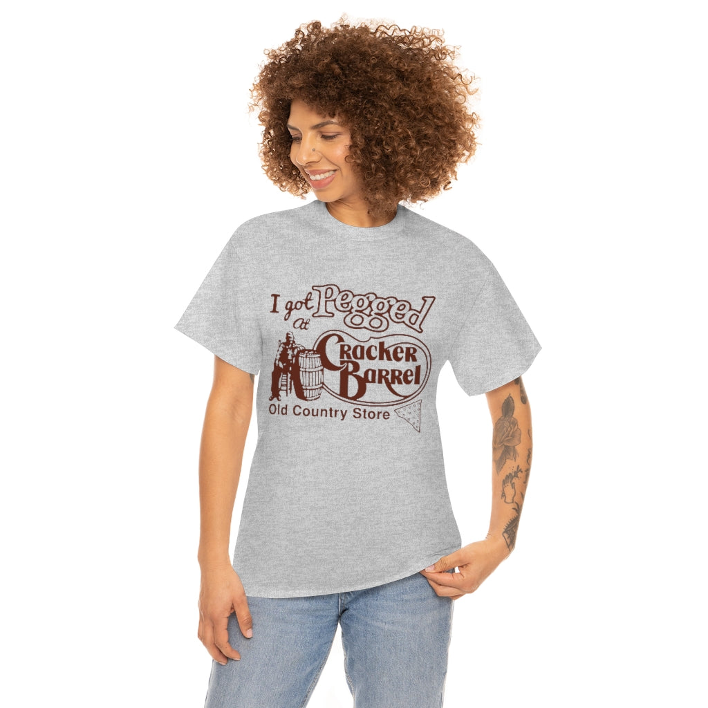 I got pegged at cracker barrel - Unisex Heavy Cotton Tee - B0BBV3RKS1