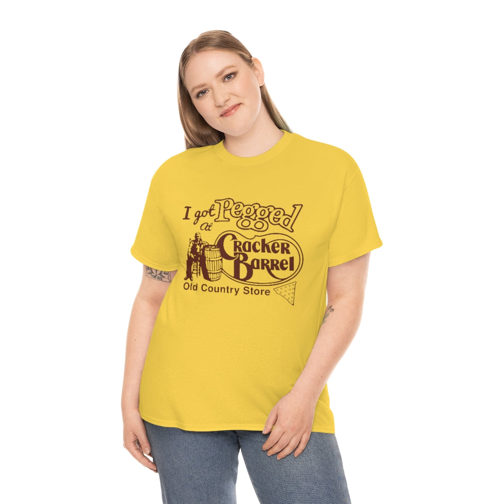 I got pegged at cracker barrel - Unisex Heavy Cotton Tee - B0BBV3RKS1