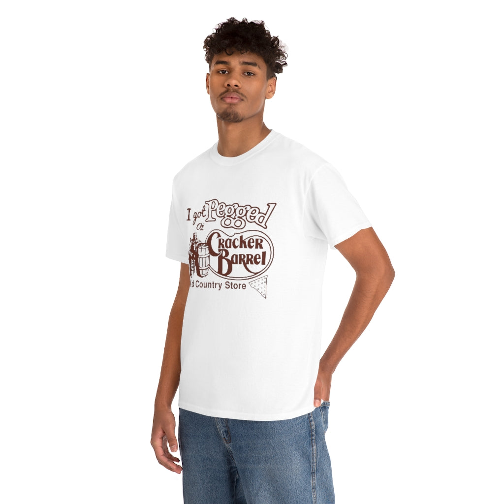 I got pegged at cracker barrel - Unisex Heavy Cotton Tee - B0BBV3RKS1