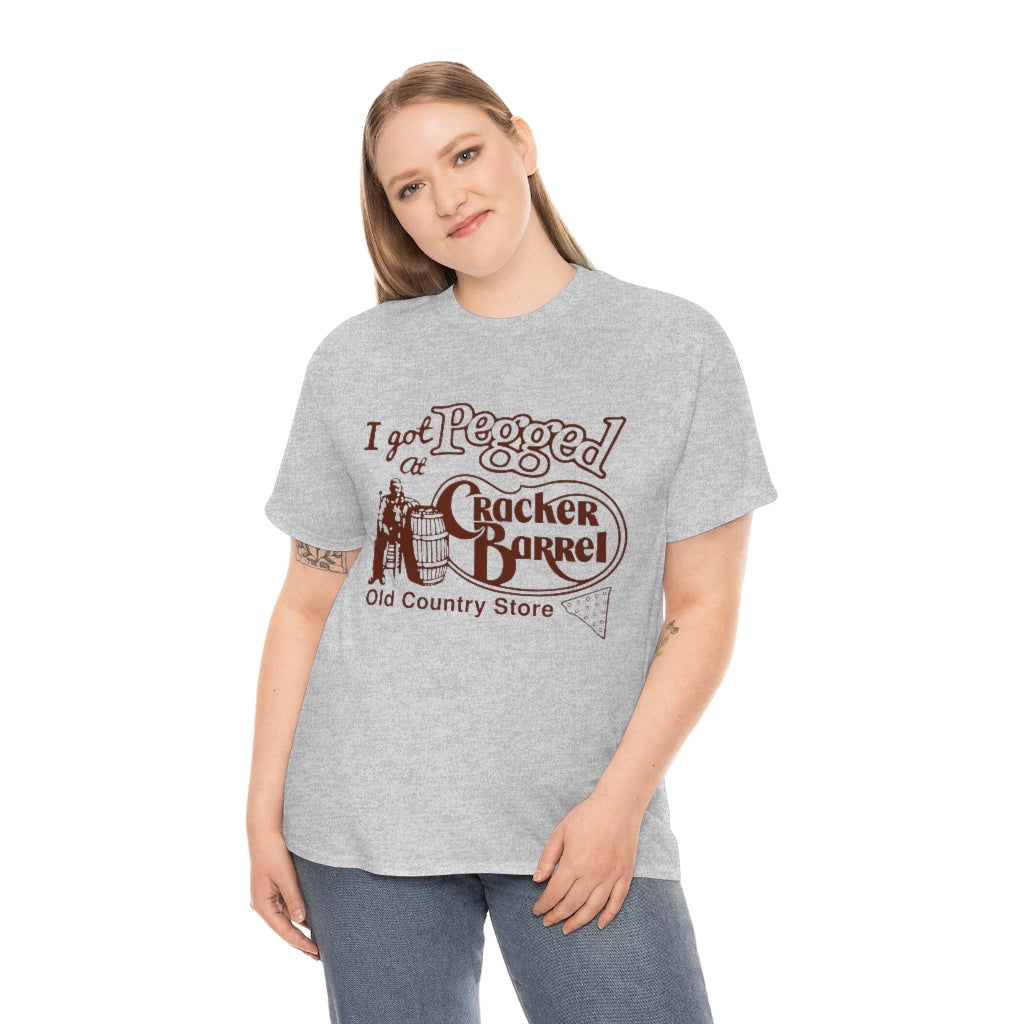 I got pegged at cracker barrel - Unisex Heavy Cotton Tee - B0BBV3RKS1