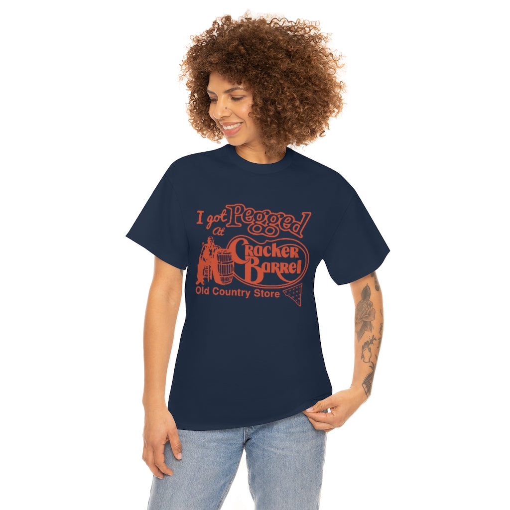 I got pegged at cracker barrel - Unisex Heavy Cotton Tee - B0BBV3RKS1