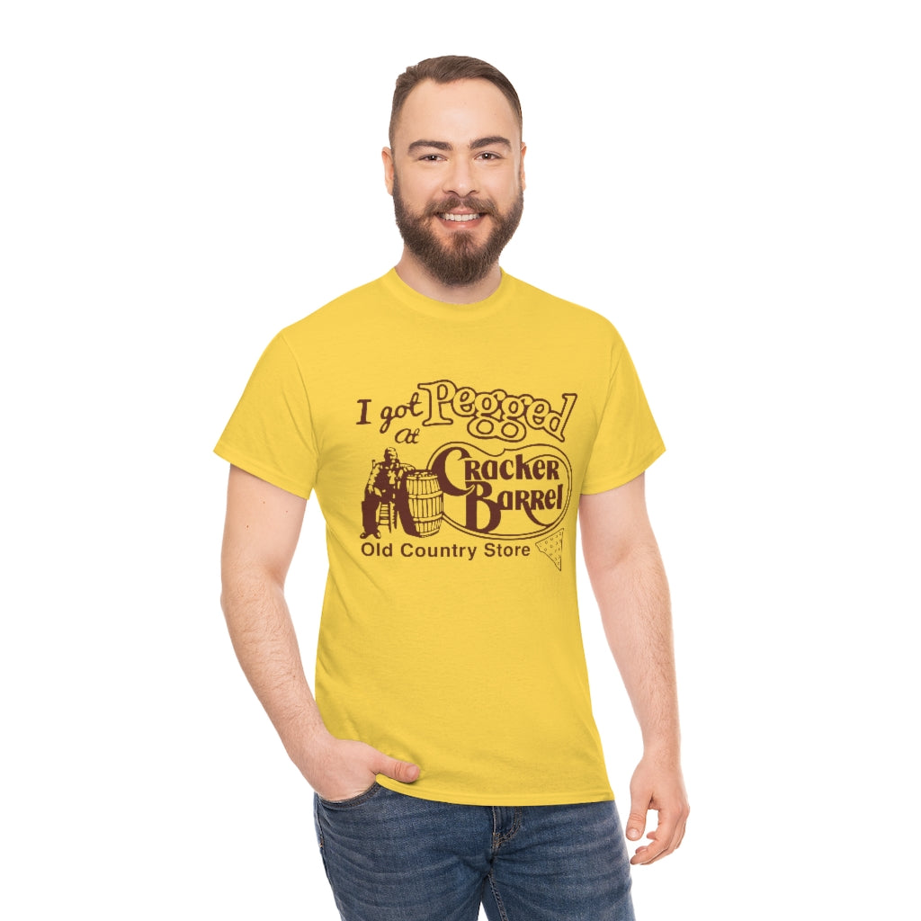 I got pegged at cracker barrel - Unisex Heavy Cotton Tee - B0BBV3RKS1