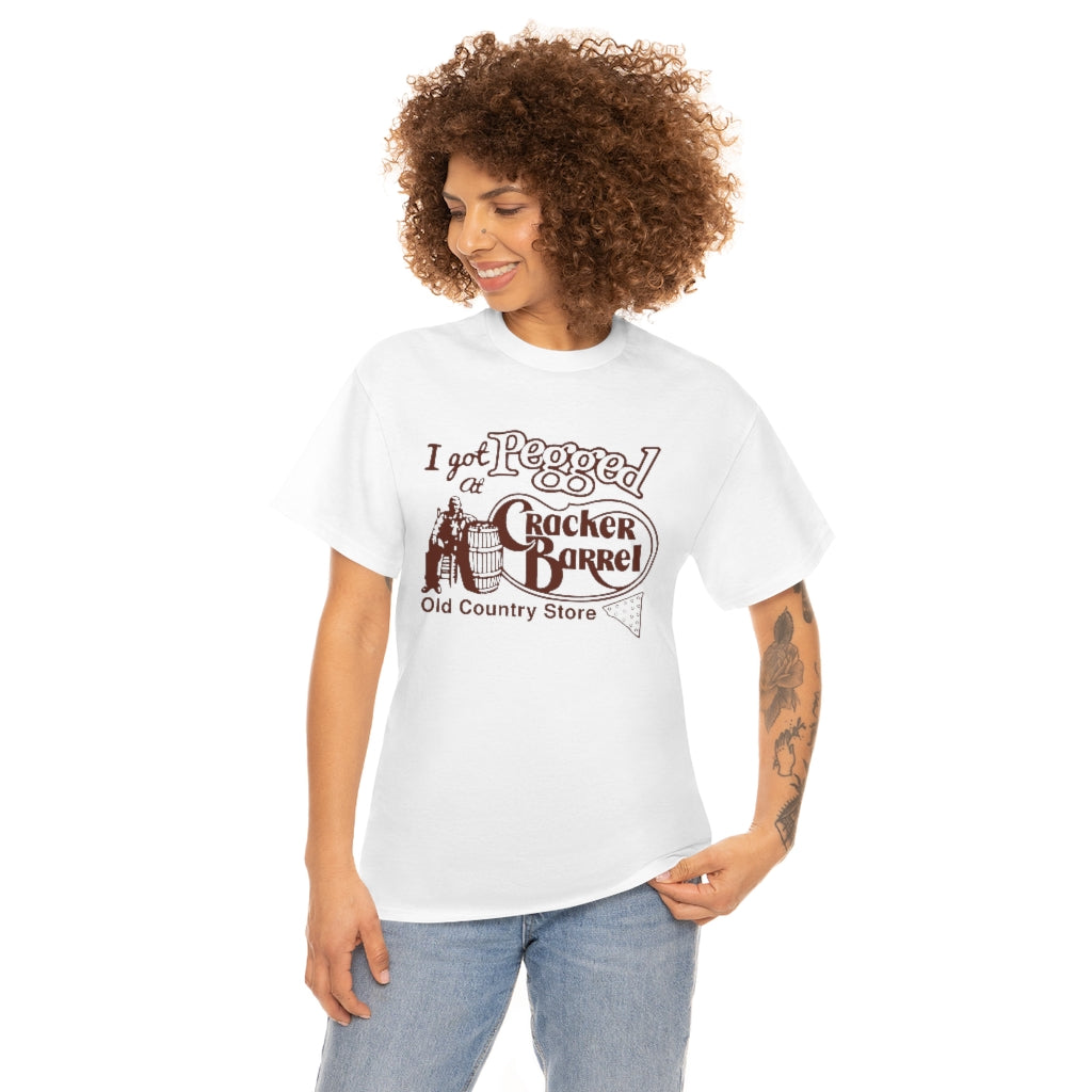 I got pegged at cracker barrel shirt - Unisex Heavy Cotton Tee - B0BBV3RKS1